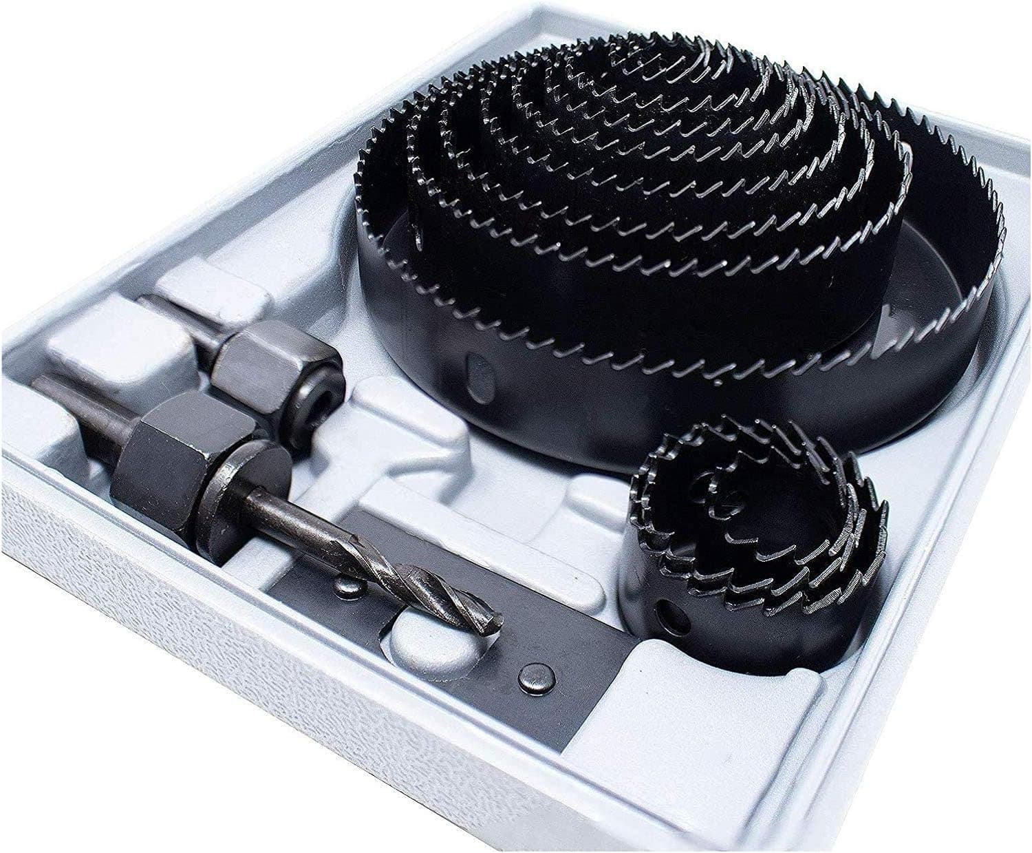 Toolman Hole saw kit with tool case High Carbon Steel and Install Plate for PVC Board Plastic Plate Drilling 16pcs wood plastic working 2pcs 2QTH034