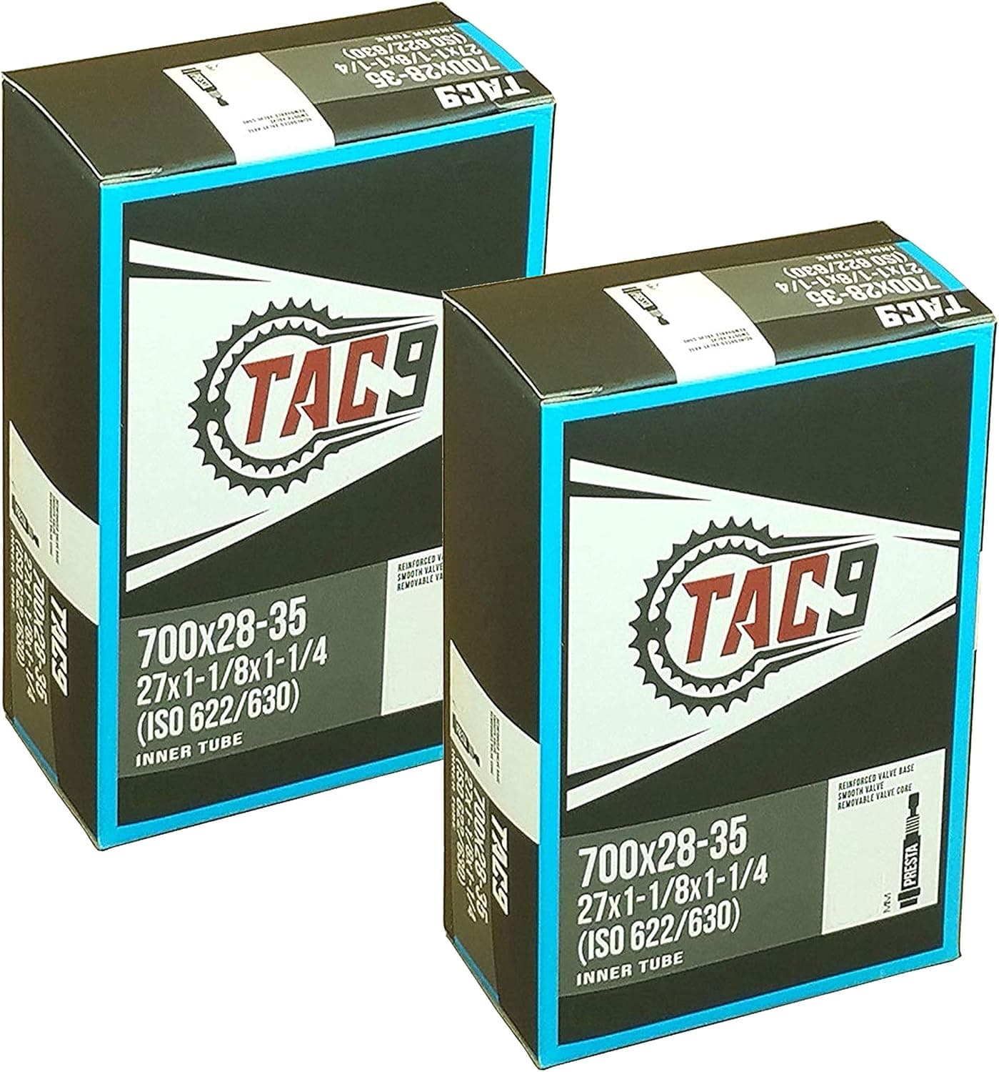 Tube, 700c x 28-35, (27x1-1/8-27x1-1/4) Presta Valve, 32, 48 or 60mm Valve Length. (ISO/ETRTO 622 & 630) Select Valve Length Size and 1 Pack or 2 Pack - TAC 9 Bicycle Products!