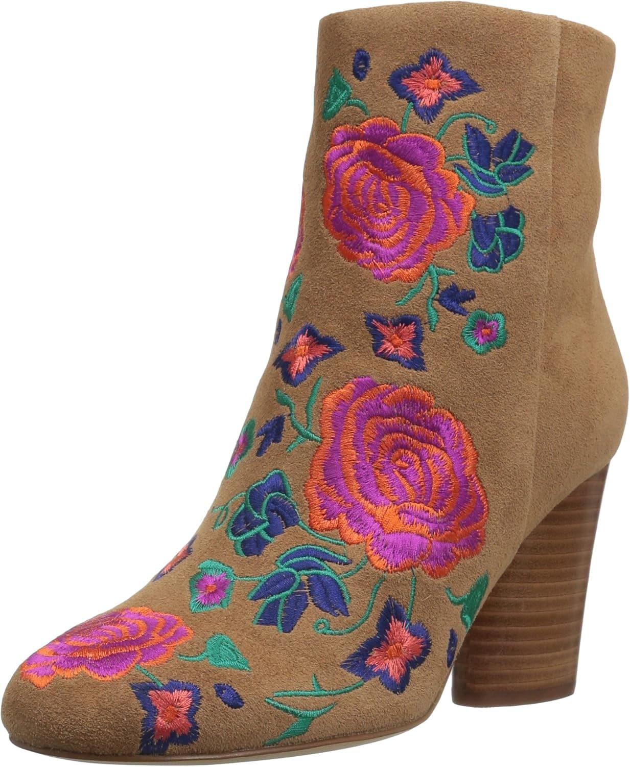 Amazon Brand - The Fix Women's Nash Floral Embroidery Oval Heel Ankle Bootie