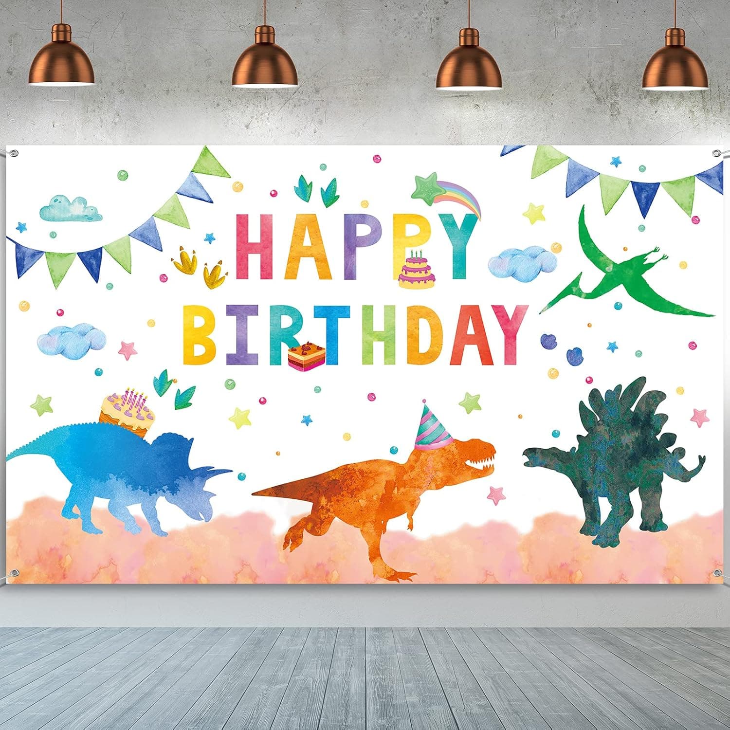 Dinosaur Happy Birthday Backdrop Dinosaur Party Supplies Dinosaur Birthday Party Background Boy/Girl Birthday Gaming Banner for Birthday Decoration, Baby Showers and Photo Prop