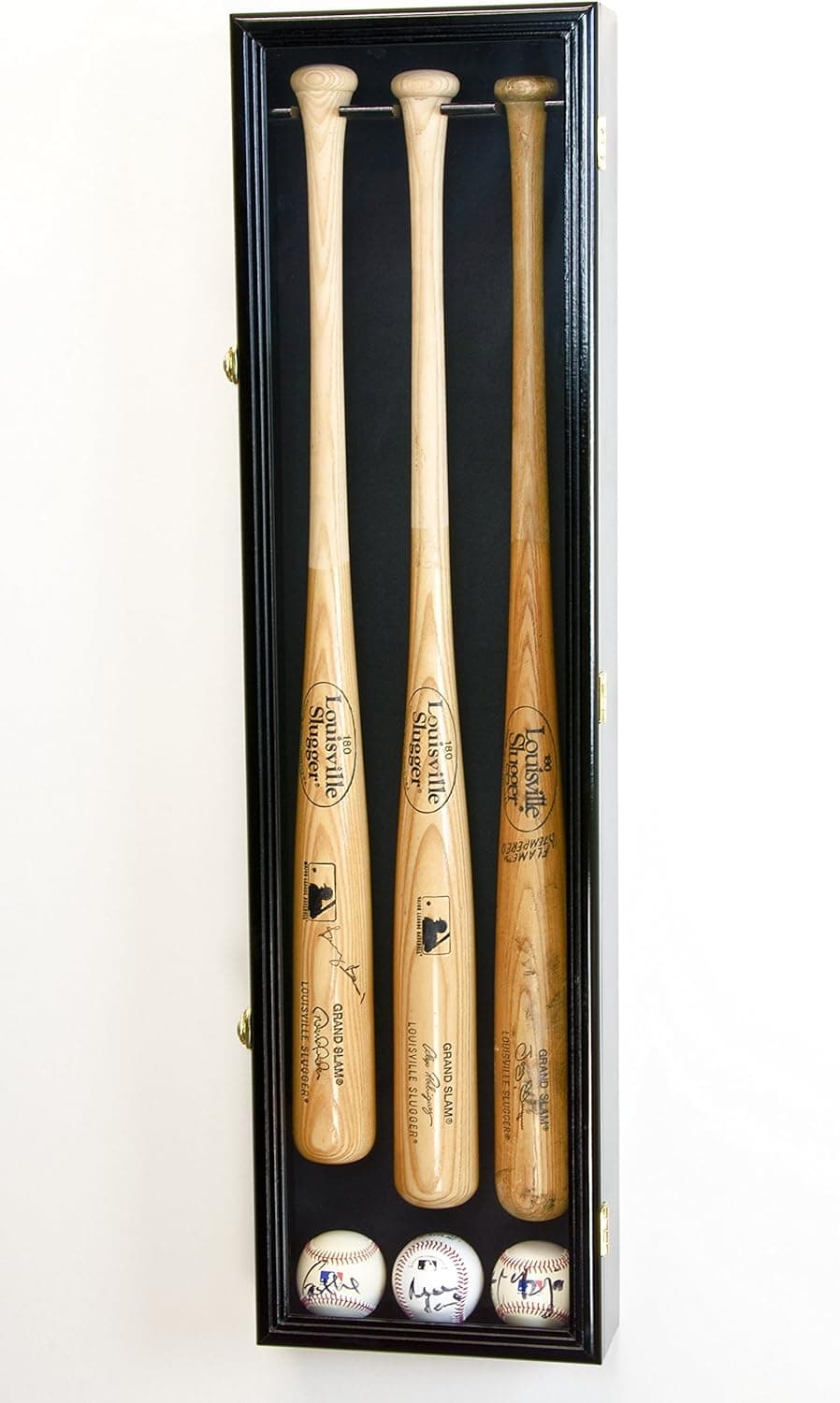 3 Baseball Bat Display Case Cabinet Holder Wall Rack Custom Options 98% UV - Lockable