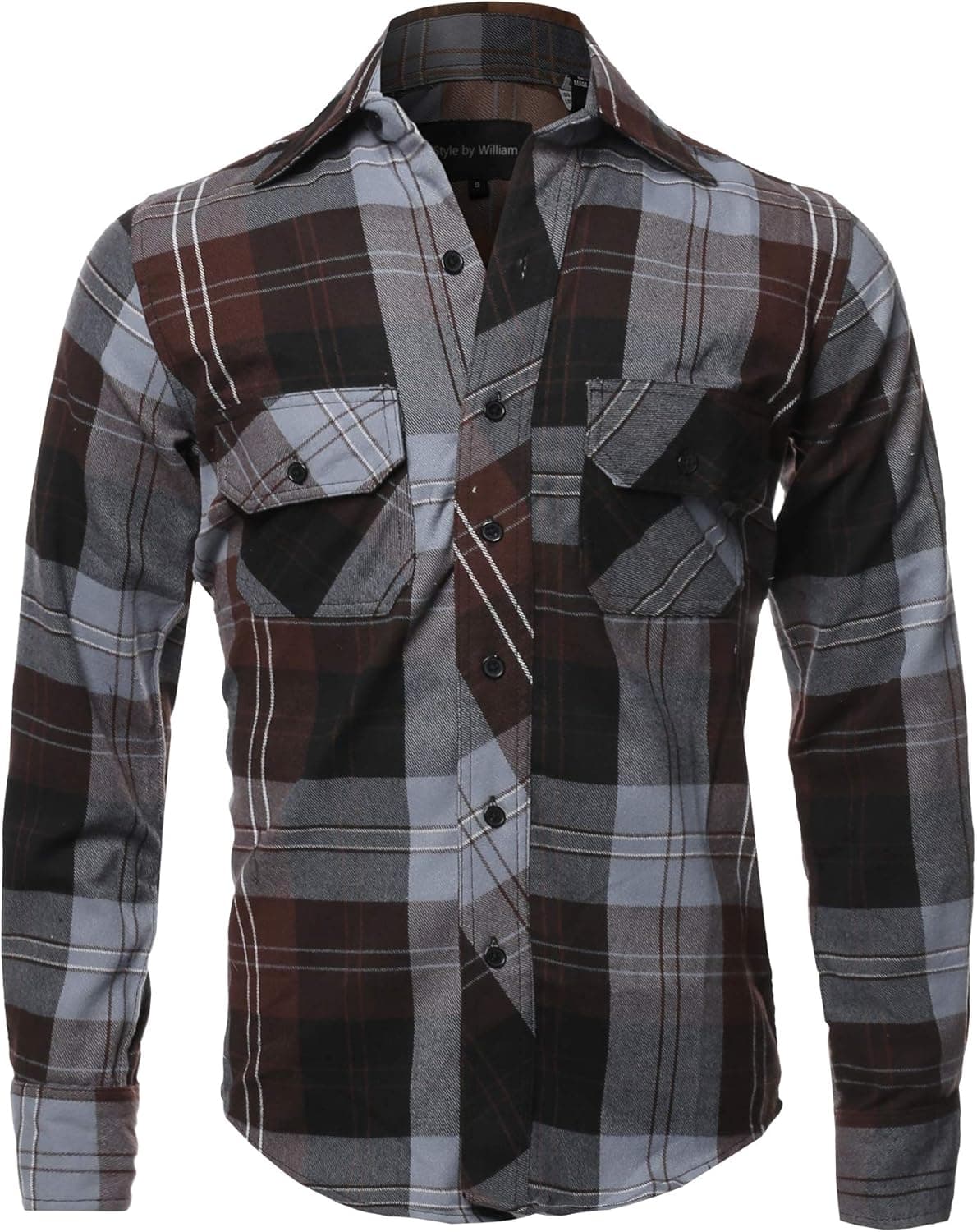 Men's Casual Plaid Flannel Woven Long Sleeves Button Down Shirt