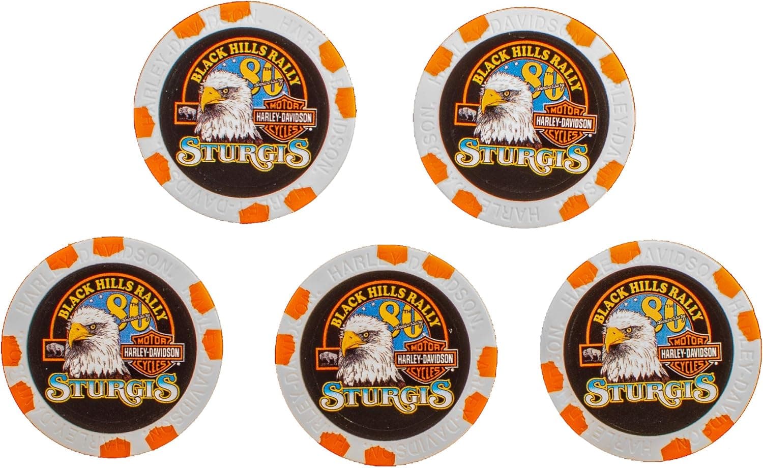 Harley-Davidson Black Hills Group 80th Sturgis Rally Poker Chip 5 Store Set