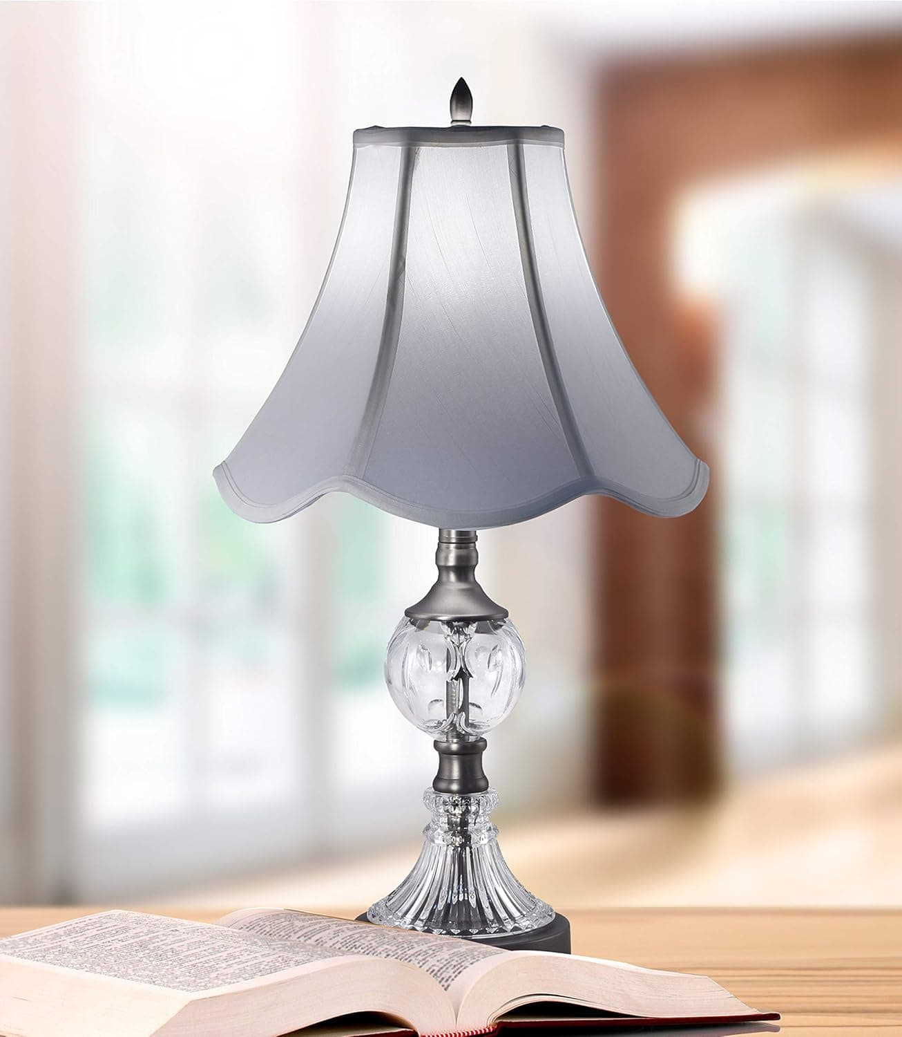 Dale Tiffany GT10356 Crystal Table Lamp, Pewter and Fabric Shade