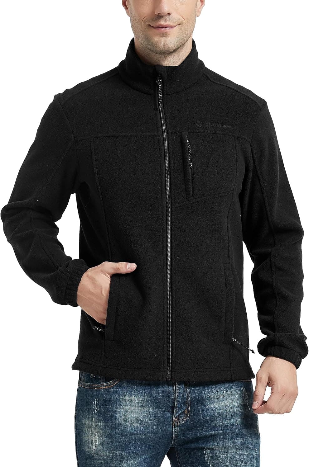 CQC Men's Full-Zip Fleece Jacket Soft Polar Winter Outdoor Coat with Pockets