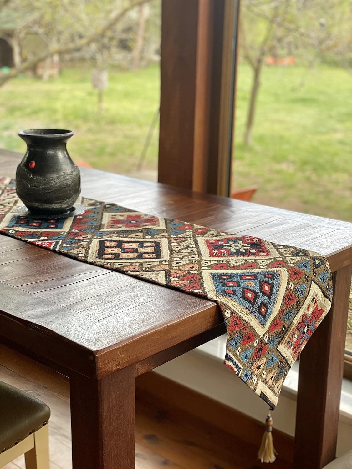 Secret Sea Collection Table Runners, Chenille Thick Woven Self-Patterned Upholstery Fabric (72''x14'' Authentic) Modern Bohem Traditional Classic Decorative Washable Kitchen Dinning Coffee