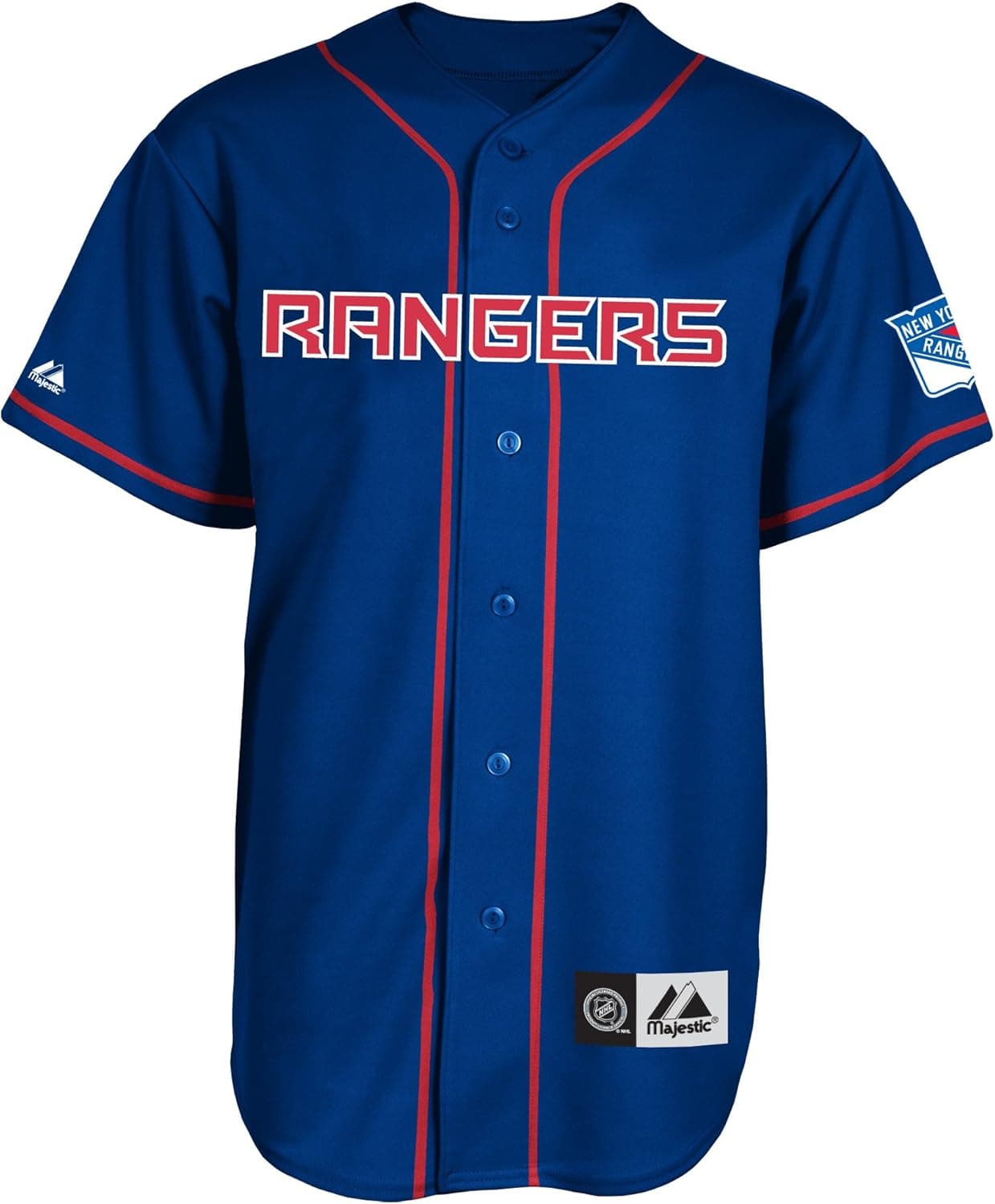 NHL New York Rangers Short Sleeve Button Front Replica Jersey Men's