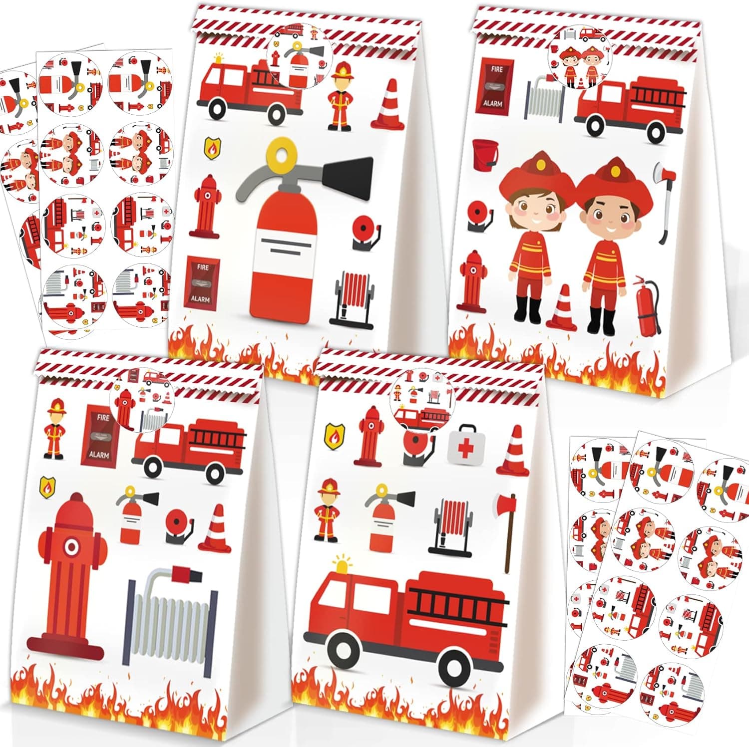 24pcs Firetruck Goodie Bags Fire Truck Birthday Party Supplies Firefighter Party Supplies Firetruck Birthday Decorations Fire Truck Birthday Party Supplies