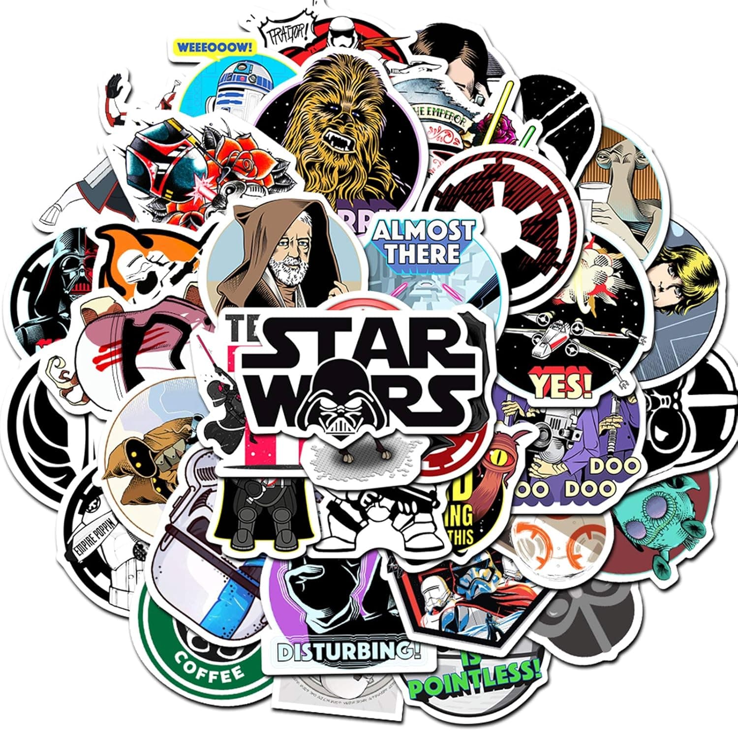 MAXSNOW Star Wars Film Theme Fans Stickers for Laptop Water Bottle Luggage Snowboard Bicycle Skateboard Decal for Kids Teens Adult Waterproof Aesthetic Stickers