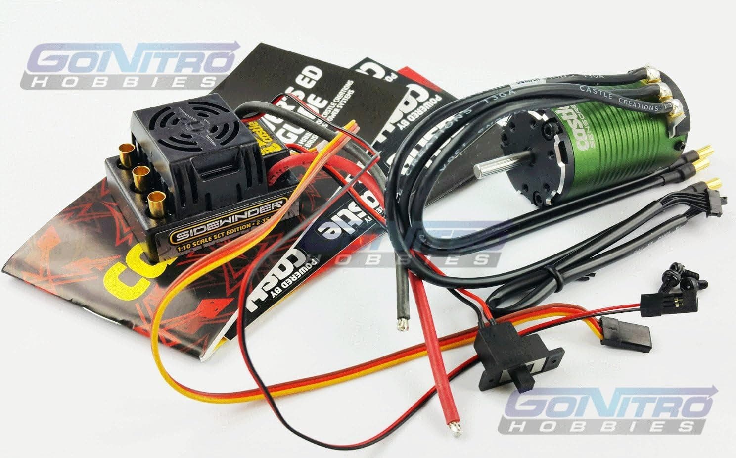 Castle Creations Sidewinder Scat Waterproof 1:10Th 12V Esc & 5Mm Shaft 1410-3800Kv Sensored Motor