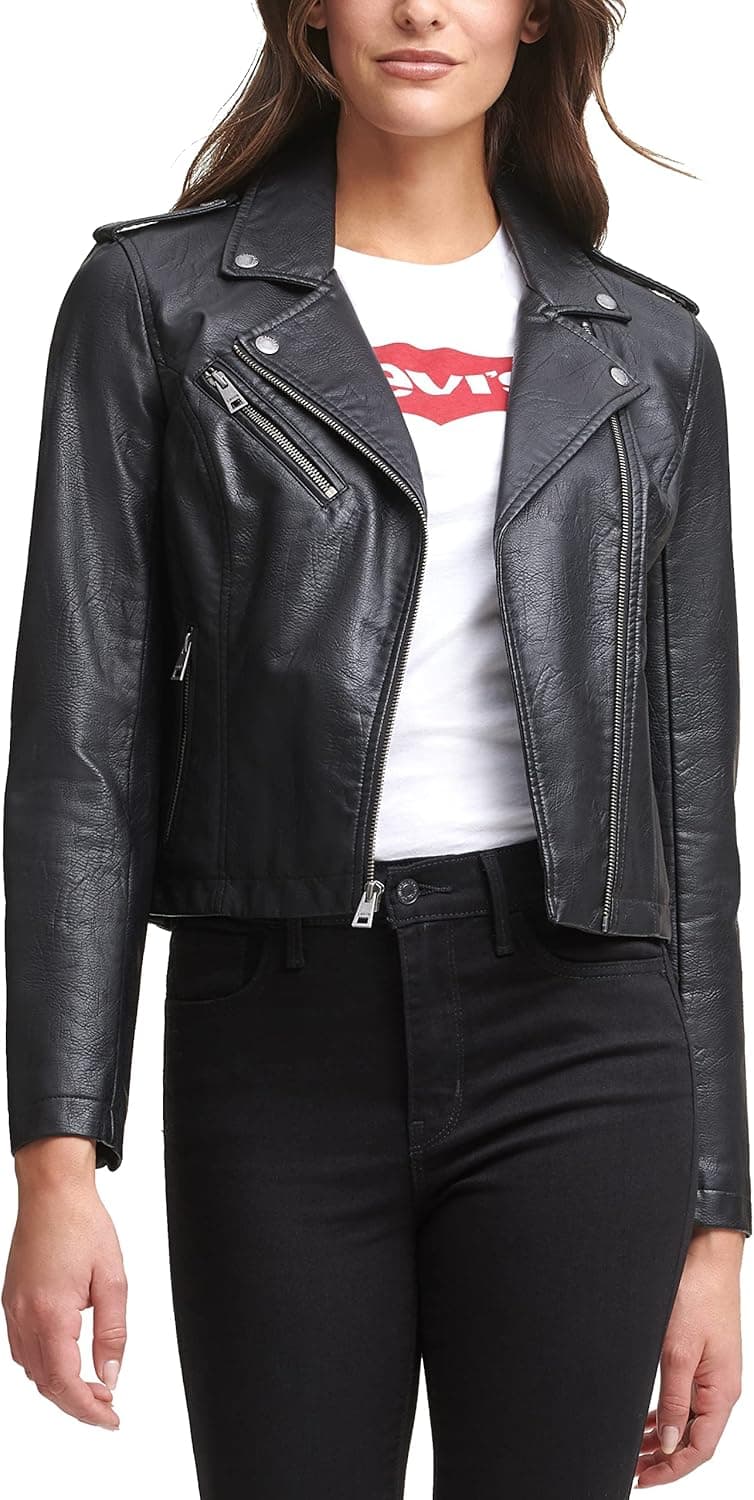 Levi's Women's Faux Leather Classic Asymmetrical Motorcycle Jacket (Standard & Plus Sizes)