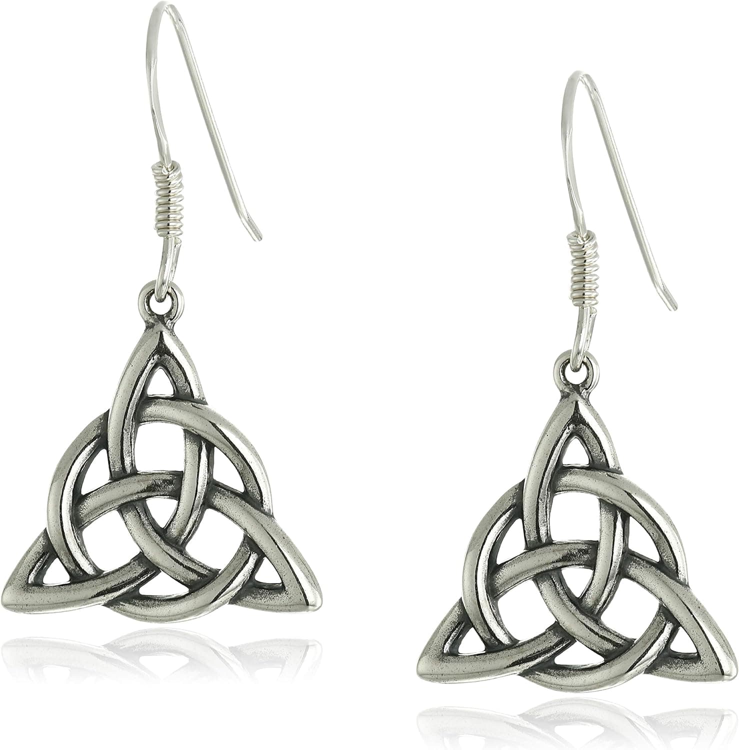 Amazon Collection Gold Plated Sterling Silver Celtic Triquetra Trinity Knot Triangle Drop Earrings