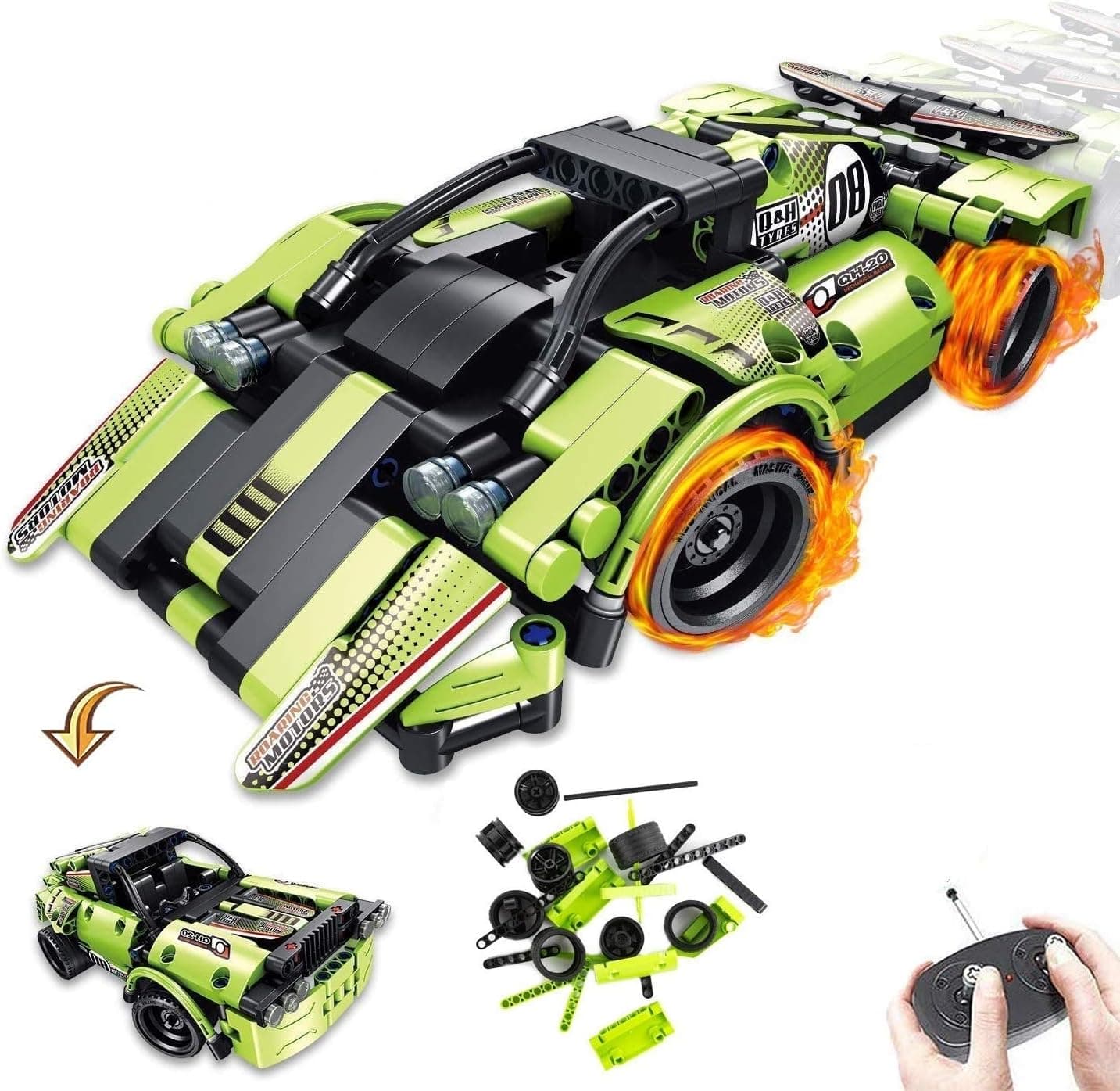 STEM Toys Building Toy Gifts for Age 6, 7, 8, 9, 10, 11, 12 Years Old Kids, Boys, Girls, 2-in-1 Remote Control Racing Car Racecar Building Block, 335 Pcs DIY Building Kit, Engineering Construction Toy