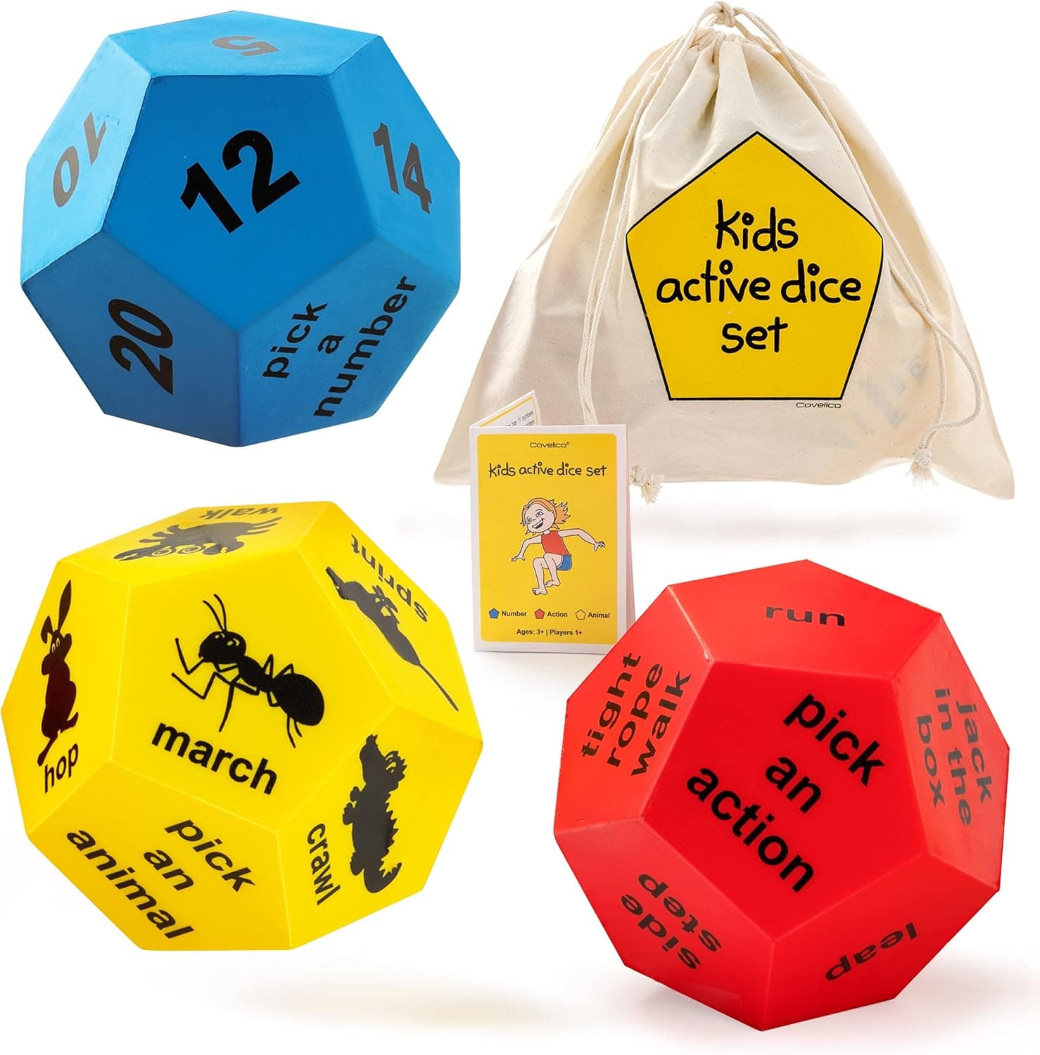 Covelico Kids Exercise Equipment - Exercise Dice for Kids, Play Fun Outdoor Games & Outdoor Activities with This Movement Dice, Sports & Outdoor Play Toys & Playground Toys - Elementary Active Games