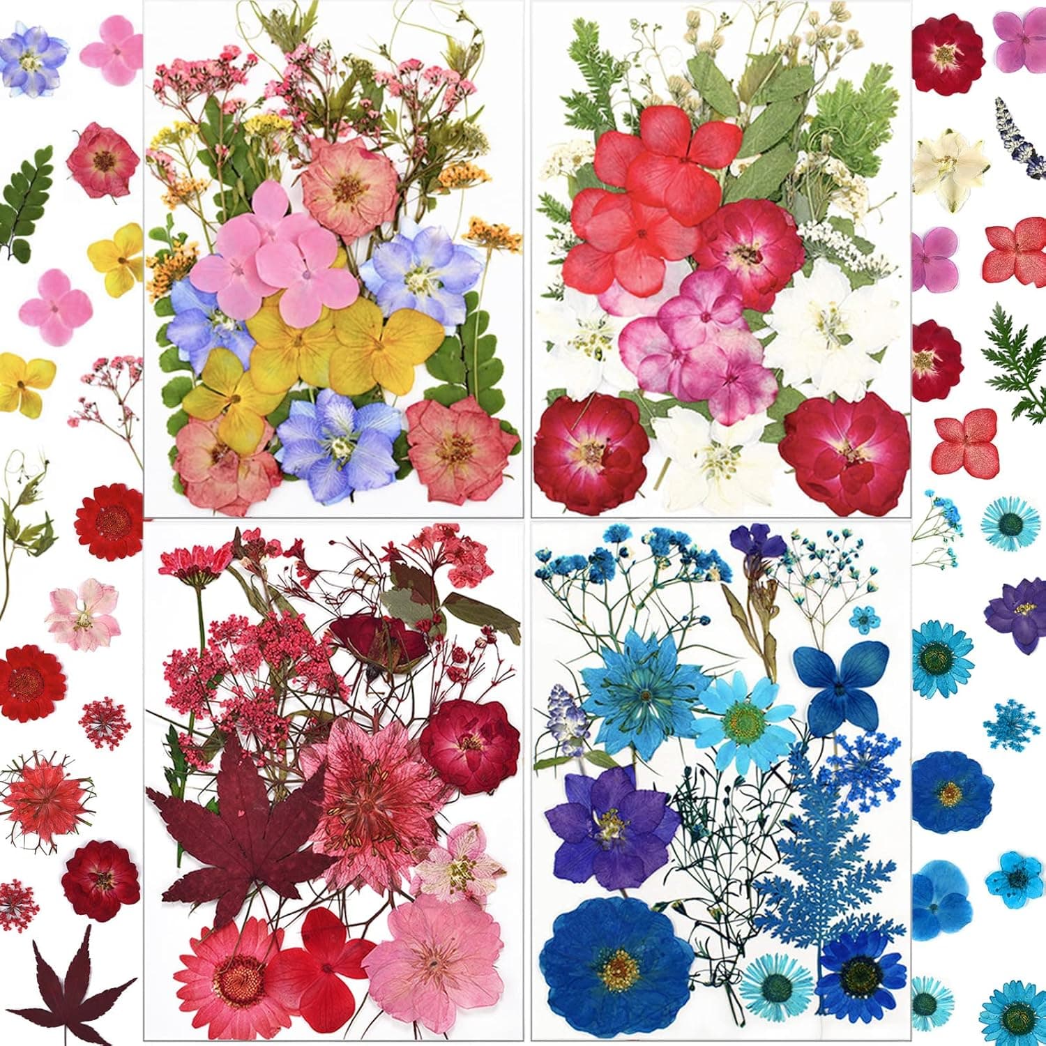 LUCISKY Pressed Dried Flowers Real Natural Leave Petals for DIY Resin Molds Jewelry Nail Candle Crafts (96 PCS)