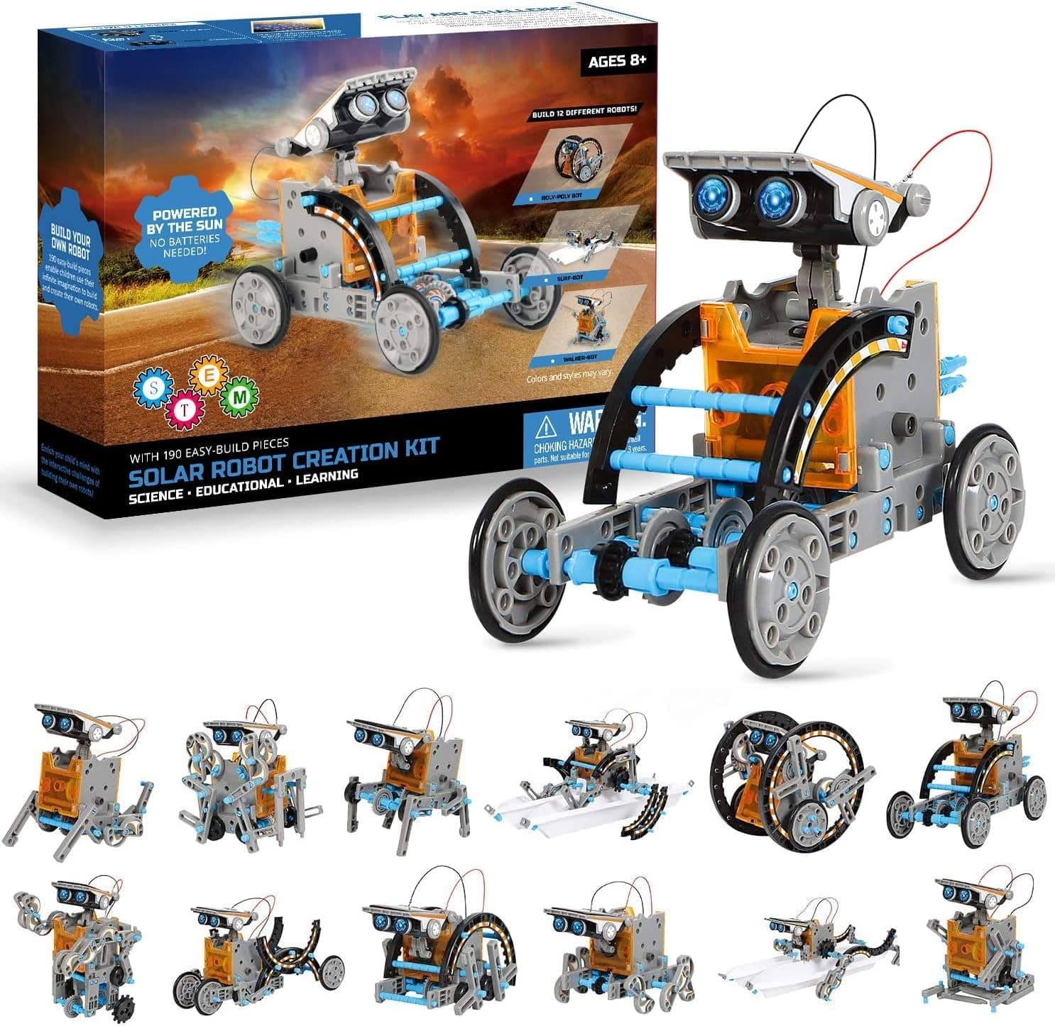 AoHu 12-in-1 Solar Robot Toys, STEM Projects Educational Science Experiment DIY Robotics Building Kits, Build Your Own Robot Toys Gifts for Kids Boys Girls 8 9 10 11-12 Years Old