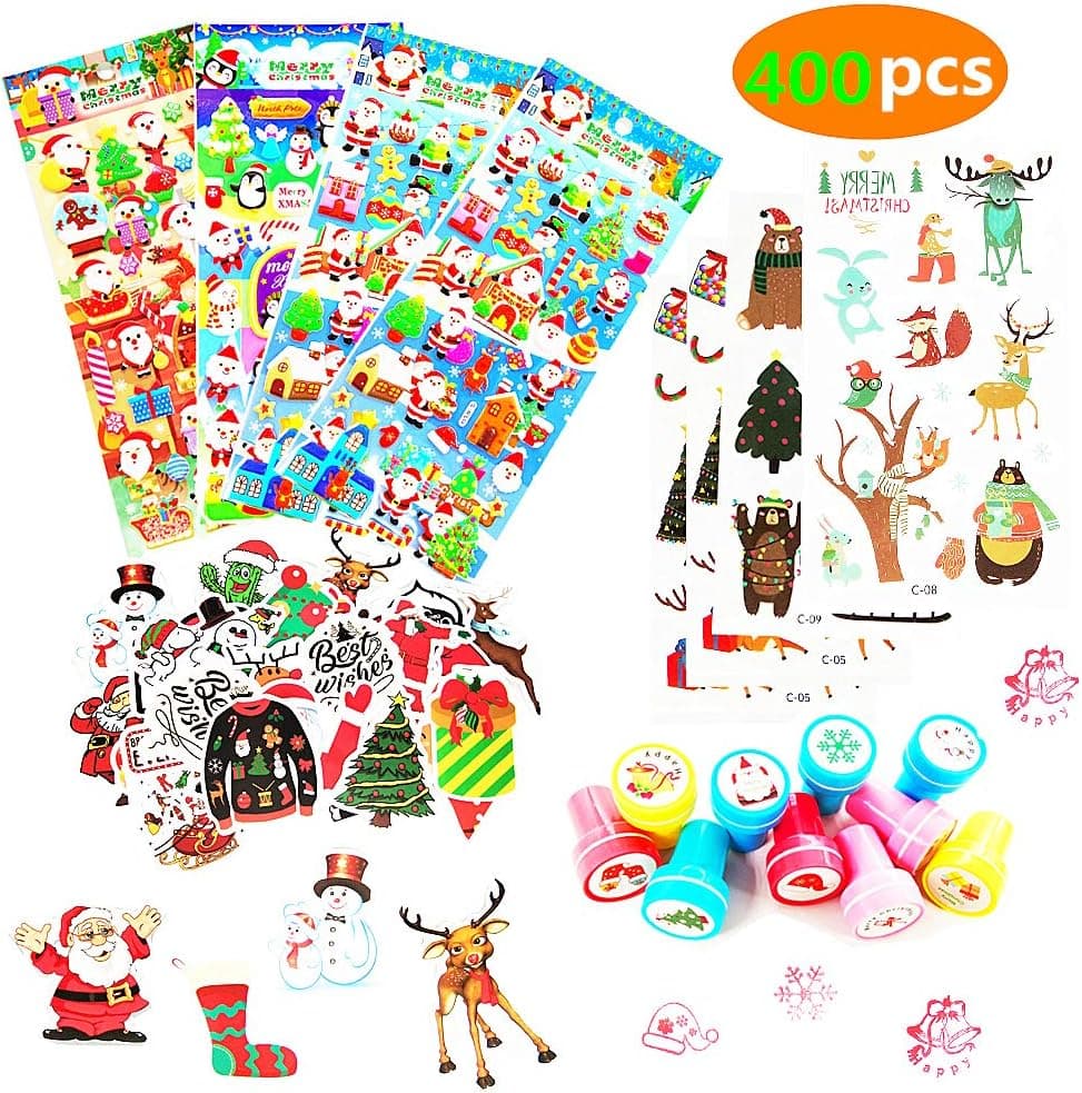 BEIGUO Christmas Stickers Set, Including Christams Temporary Tattoos ,Stickers ,Foam Stickers ,Stampers for Kids Boys Girls Toddlers Christmas Stocking Stuffers Christmas Craft Supplies