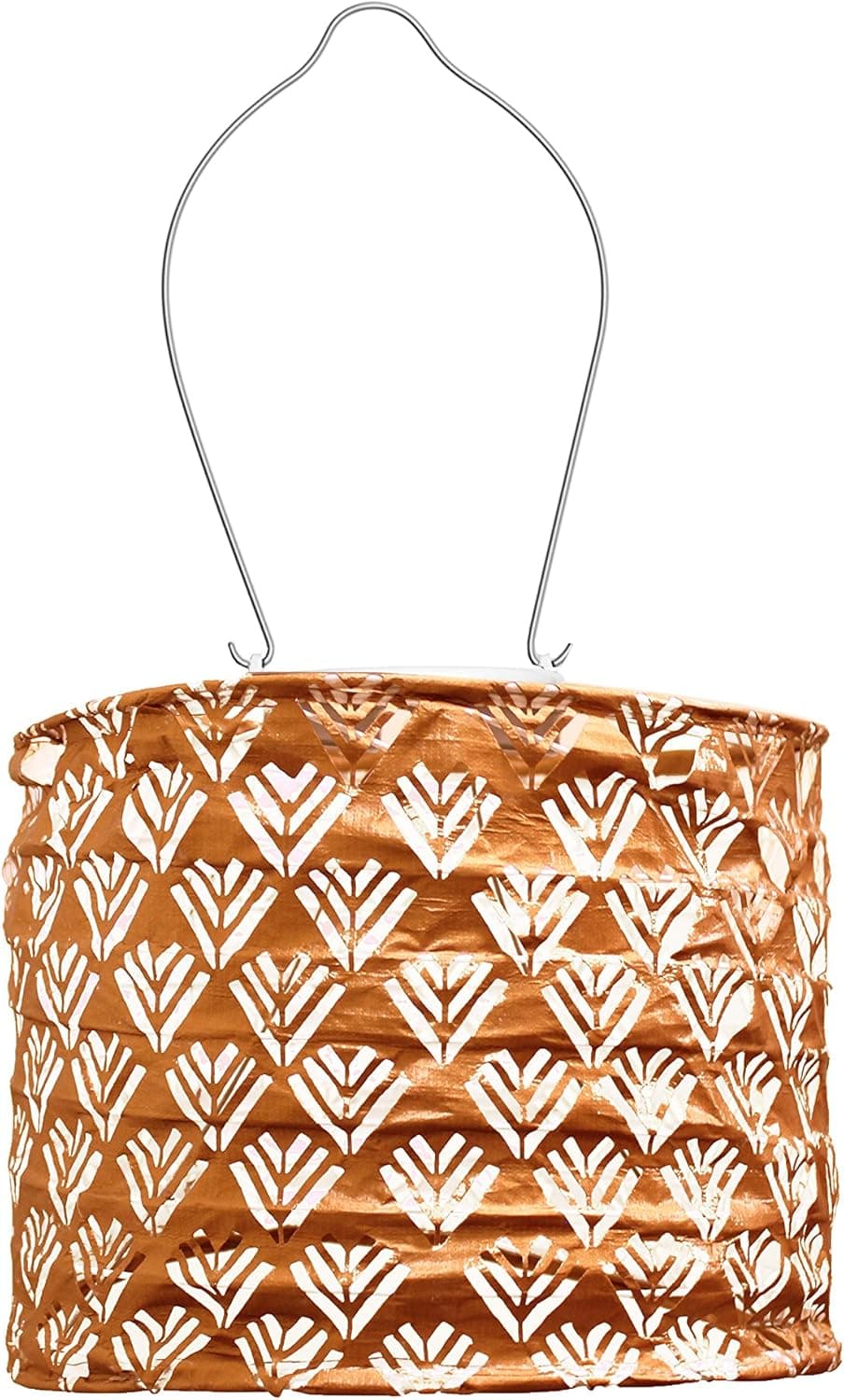 Allsop Home and Garden Soji Stella Drum LED Outdoor Solar Lantern, Handmade with Weather-Resistant Fabric for Patio or Garden, Color (Copper)