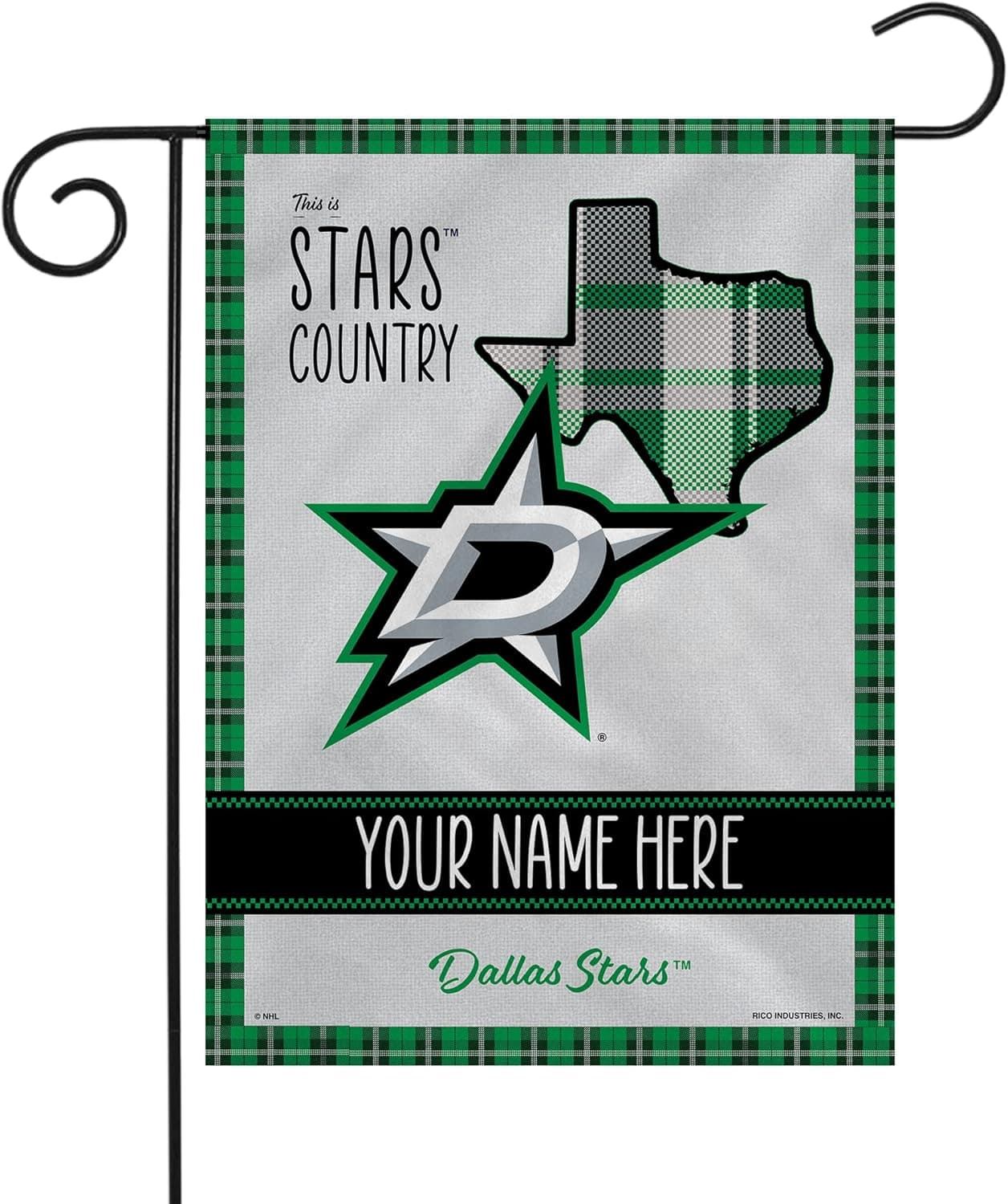 NHL Rico Industries Dallas Stars This is Stars Country - Plaid Design 13" x 18" Double Sided