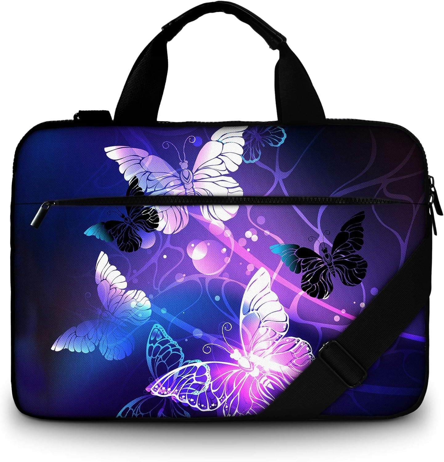 RICHEN Canvas Laptop Shoulder Bag Compatible with 11.6/12/12.9/13 Inches Laptop Netbook,Protective Canvas Carrying Handbag Briefcase Sleeve Case Cover with Side Handle (11-13 inch, White Butterflies)