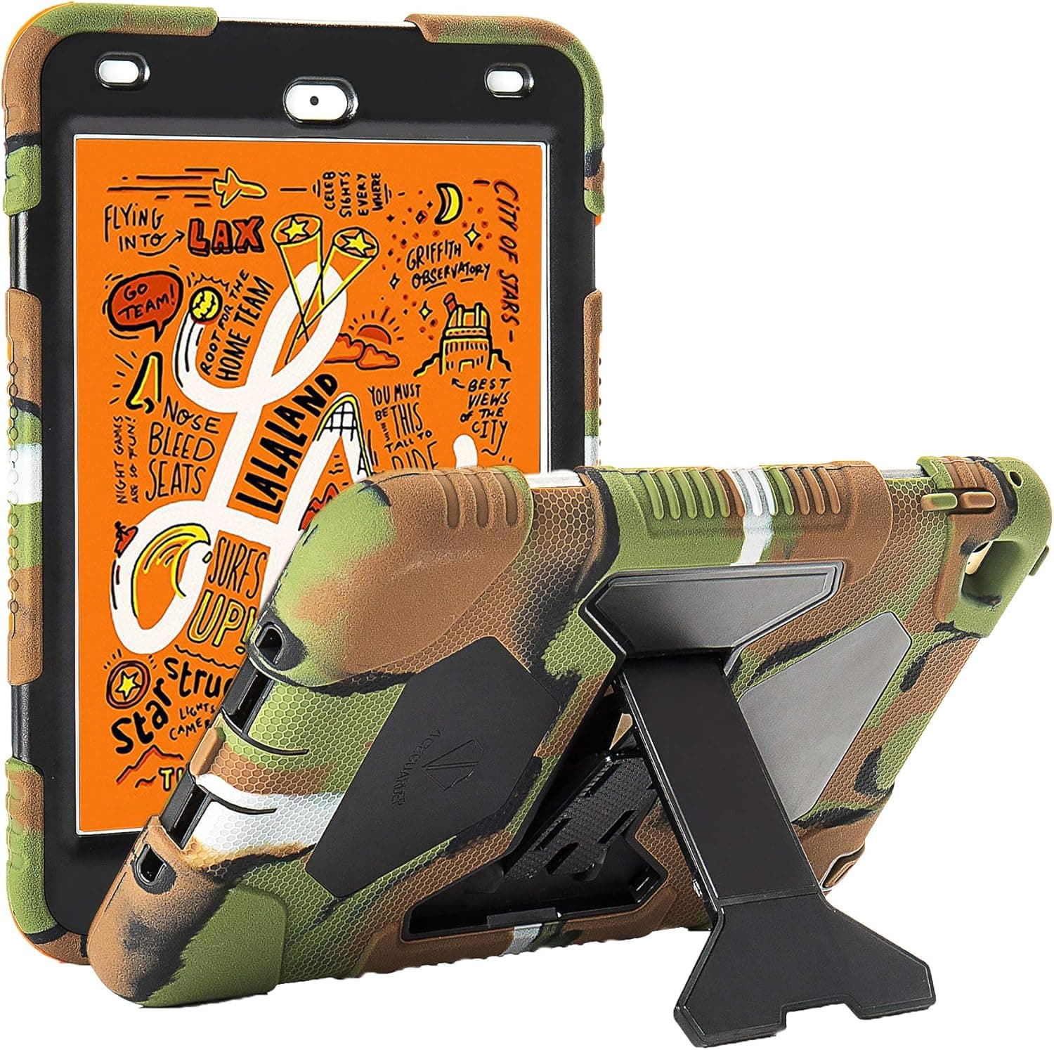 iPad Mini 5 Case 2019 iPad Mini ACEGUARDER Full Body Protective Premium Soft Silicone Cover with Adjustable Kickstand (Camo)