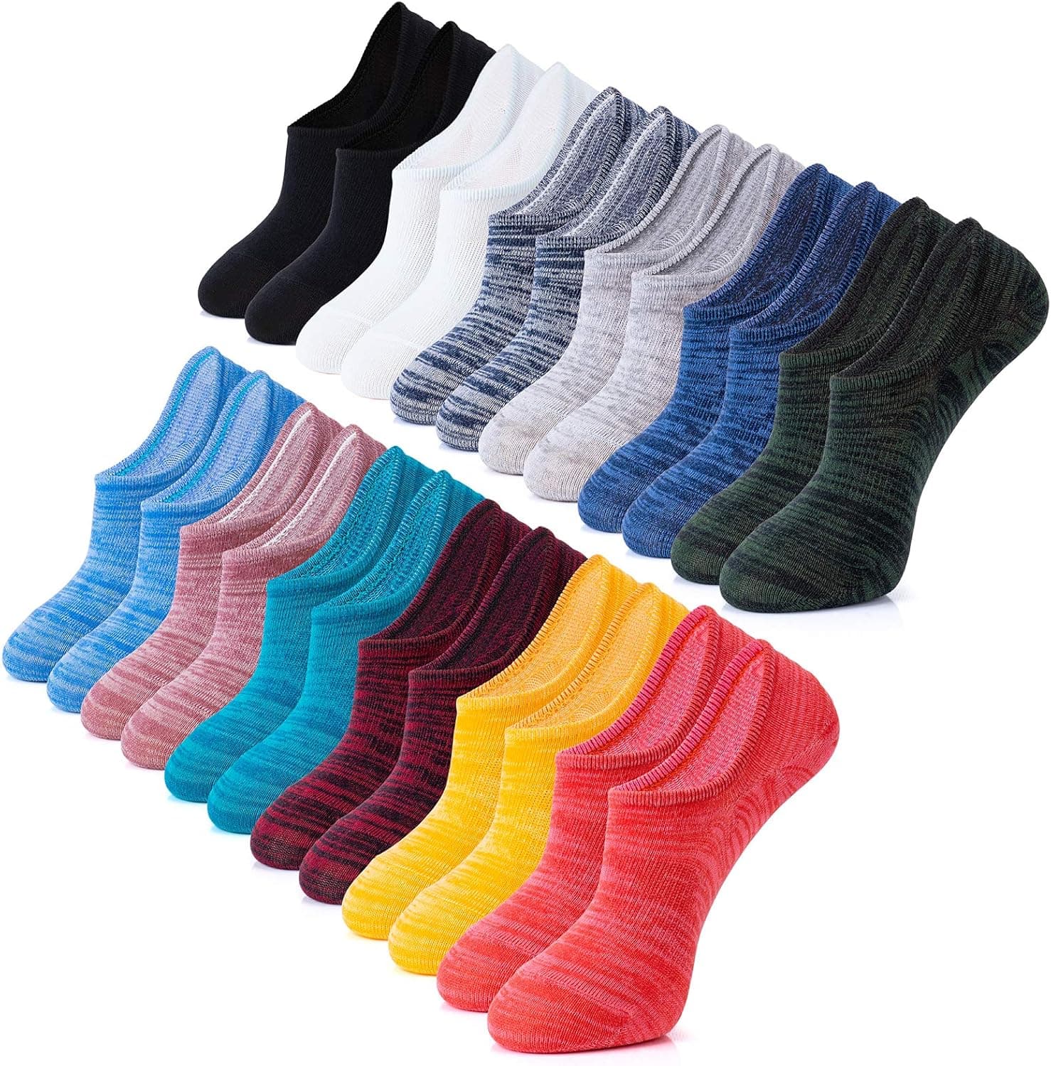 IDEGG No Show Socks For Women and Men 12 Pairs Casual Low Cut Socks Anti-slid Athletic Socks with Non Slip Grip