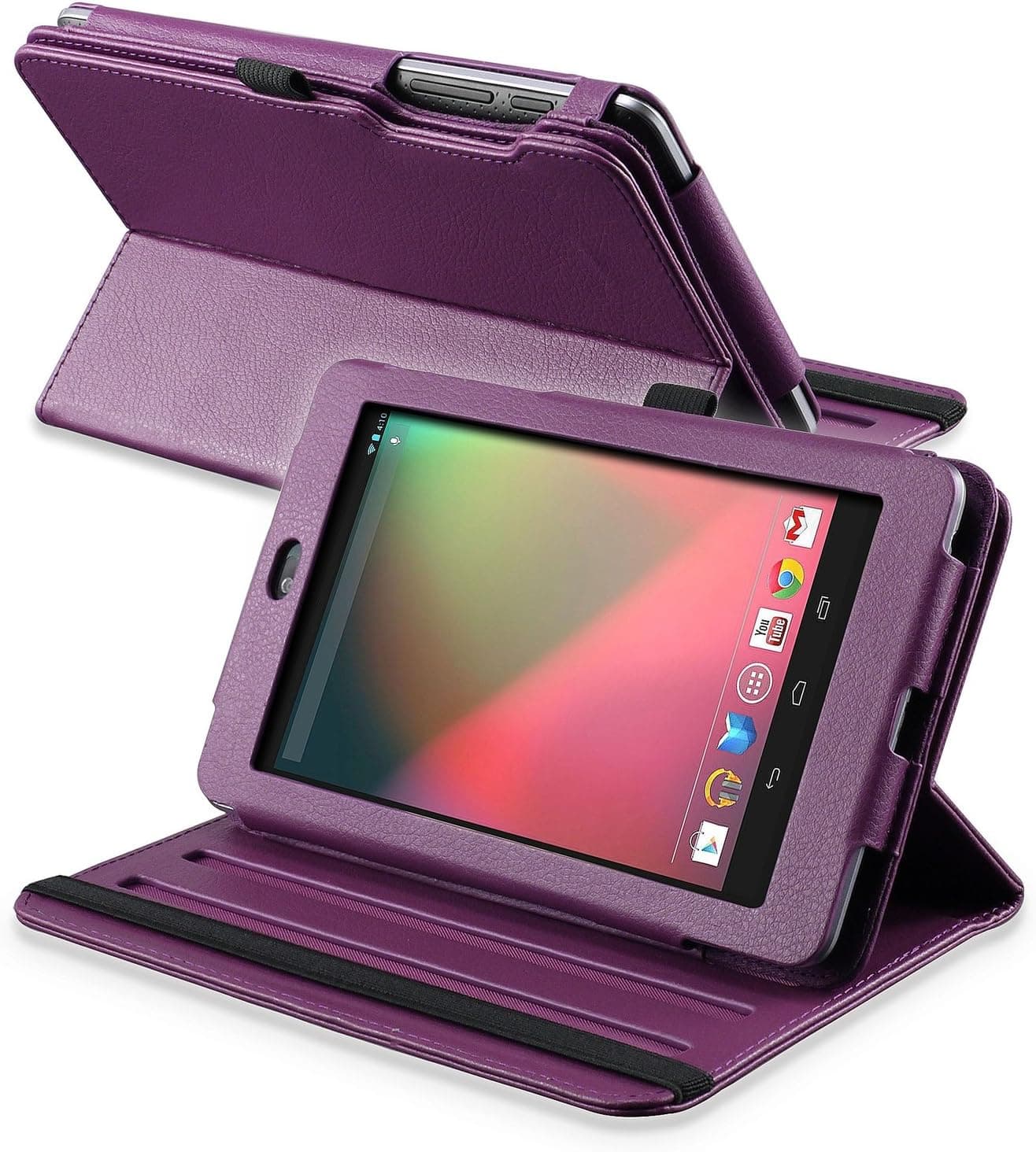 eForCity 360-Degree Swivel Rotating PU Folio Leather Skin Case Cover for Google Nexus 7, Purple (PGOLNEXULC06)