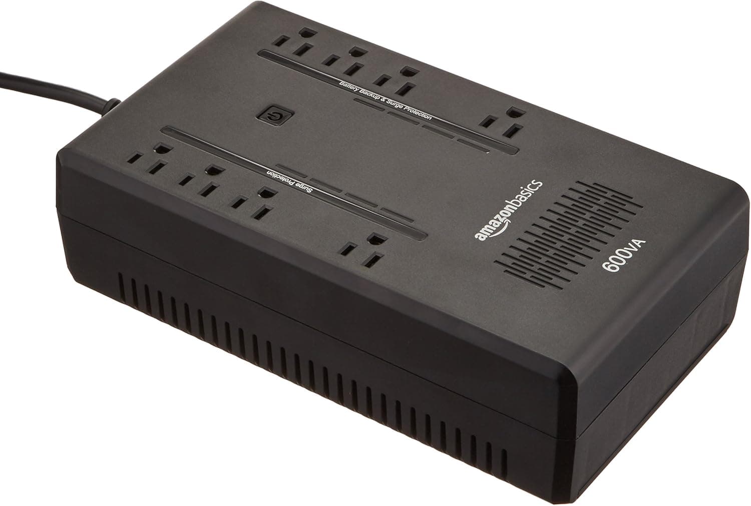 Amazon Basics Standby UPS 600VA 360W Surge Protector Battery Power Backup - 8 Outlets, Black