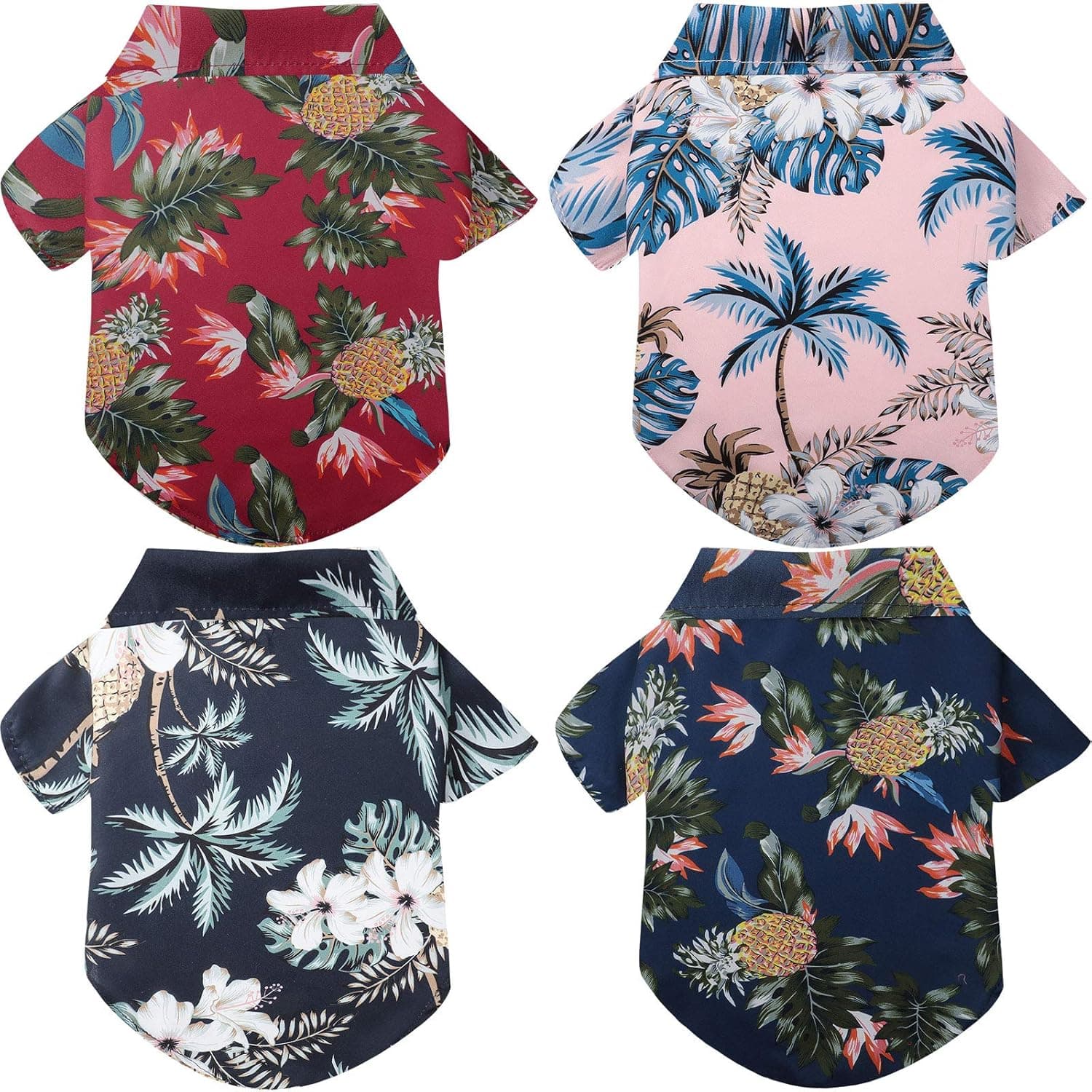 4 Pieces Dog Shirts Hawaiian Pet T-Shirts Beach Coconut Tree Dog T-Shirts Pet Summer Clothes Hawaiian Dog Costume Breathable Pet Apparel for Medium Large Dogs Pets (XX-Large)