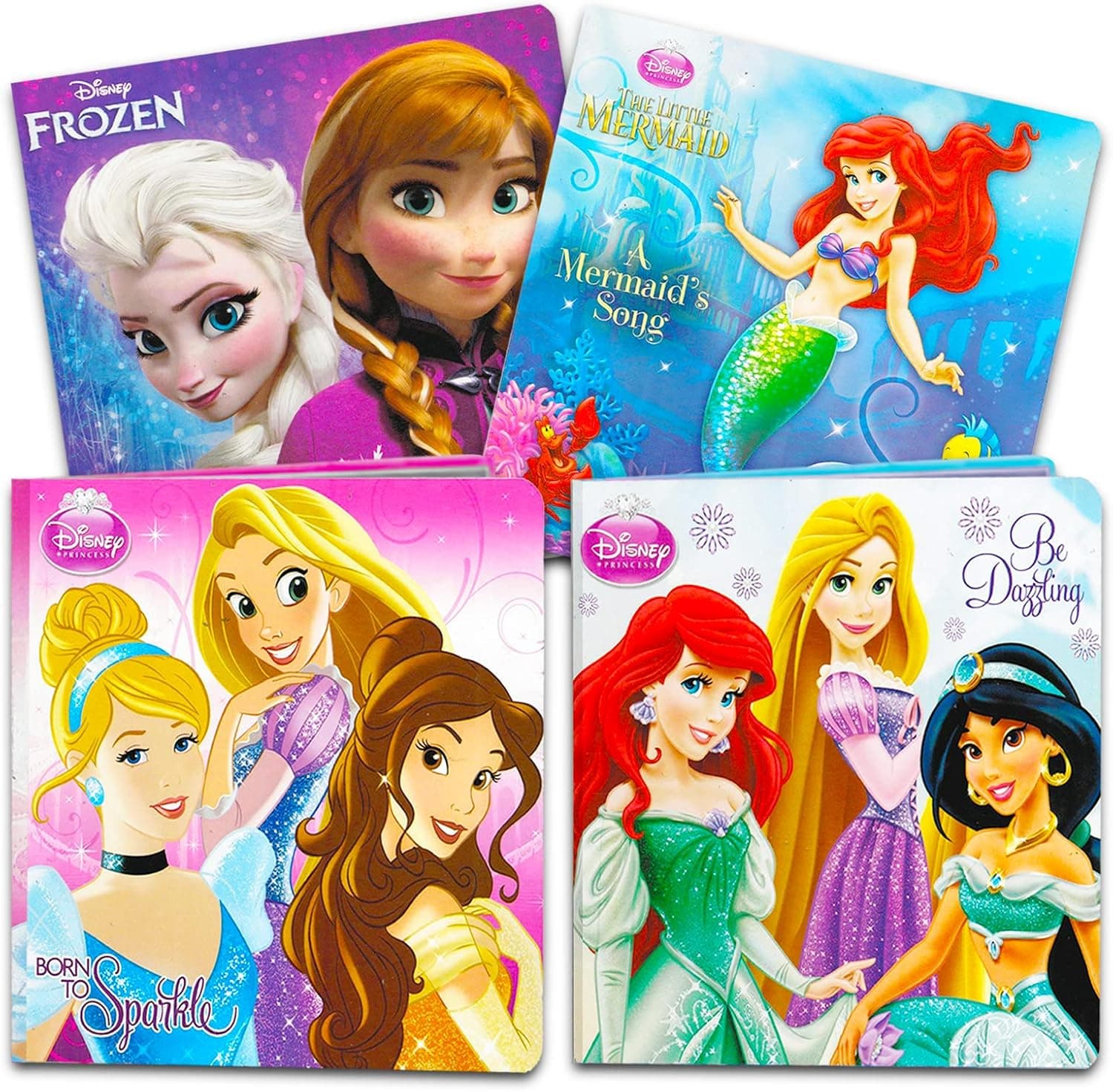 Bendon Disney Frozen Princess Board Book Set Storybook Set Featuring Anna, Elsa, Belle, Ariel, Cinderella, and More
