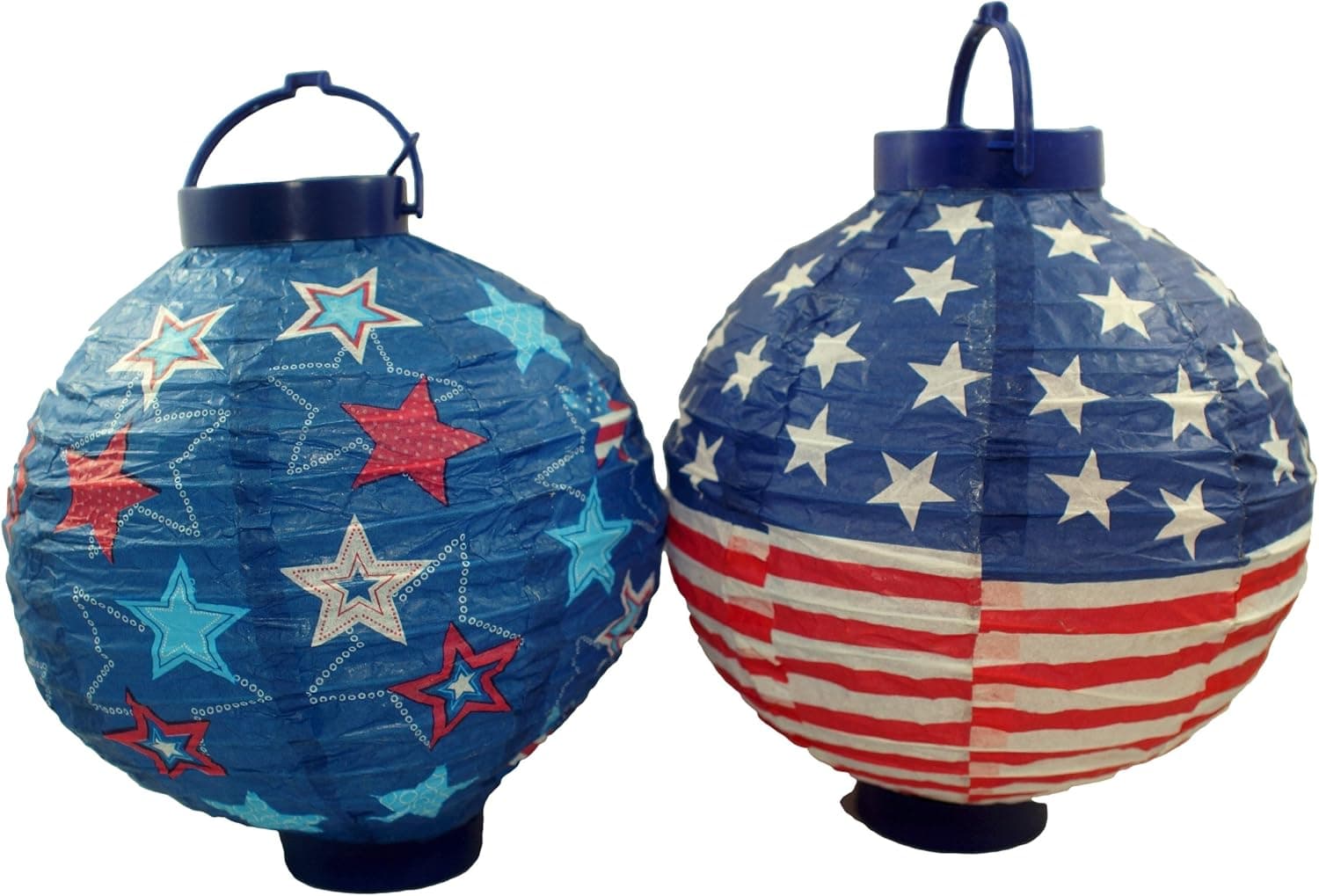 Set of 2 Patriotic Paper LED Lanterns