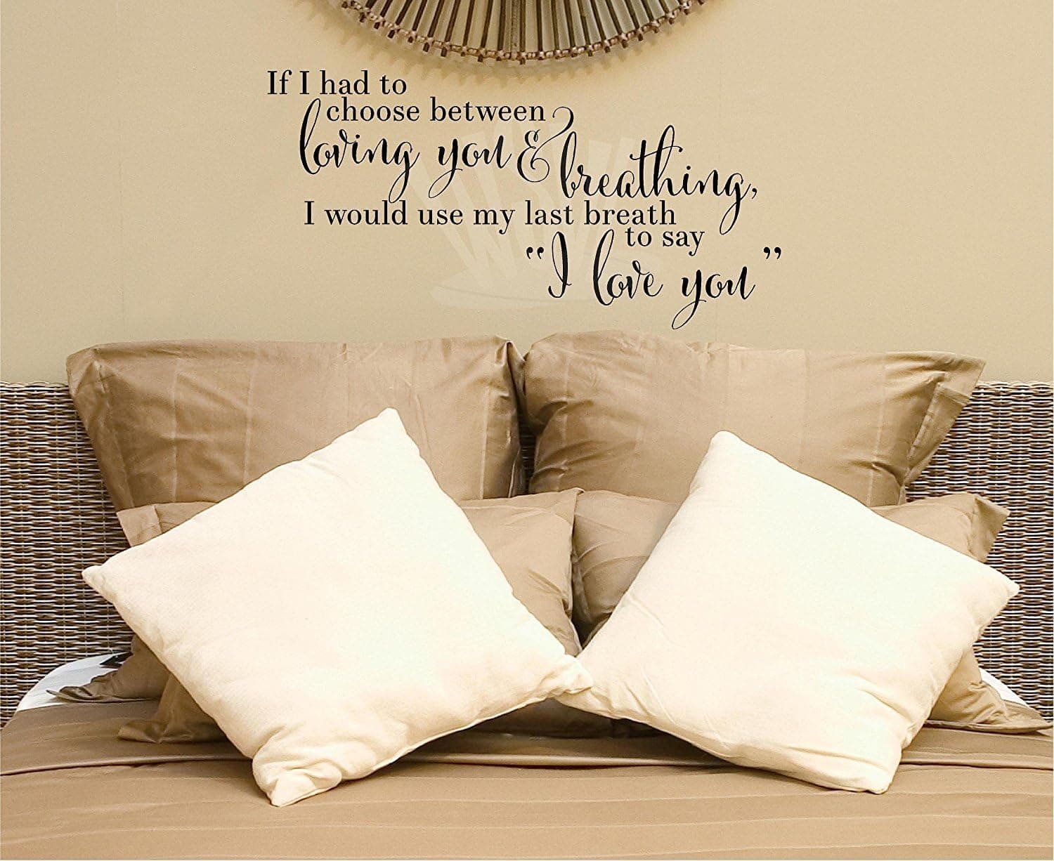 If I Had To Choose Between Loving You And Breathing I Would Use My Last Breath To Say I Love You wall saying vinyl lettering art decal quote sticker home decal (Black, 12.5x25)