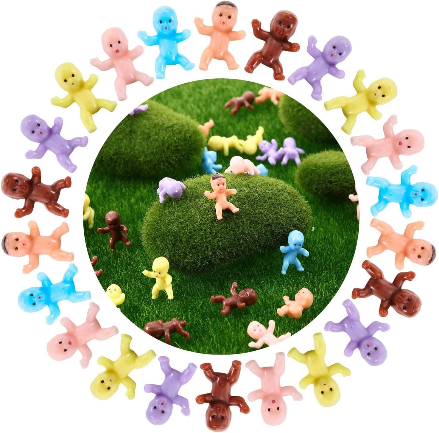240 Pieces Mini Plastic Babies Small Baby Dolls 1 Inch Multicolor Tiny Plastic Baby for Baby Shower Ice Cube Game Party Favor Gifts (Dark Brown, Latin, Pink, Yellow, Purple, Blue)