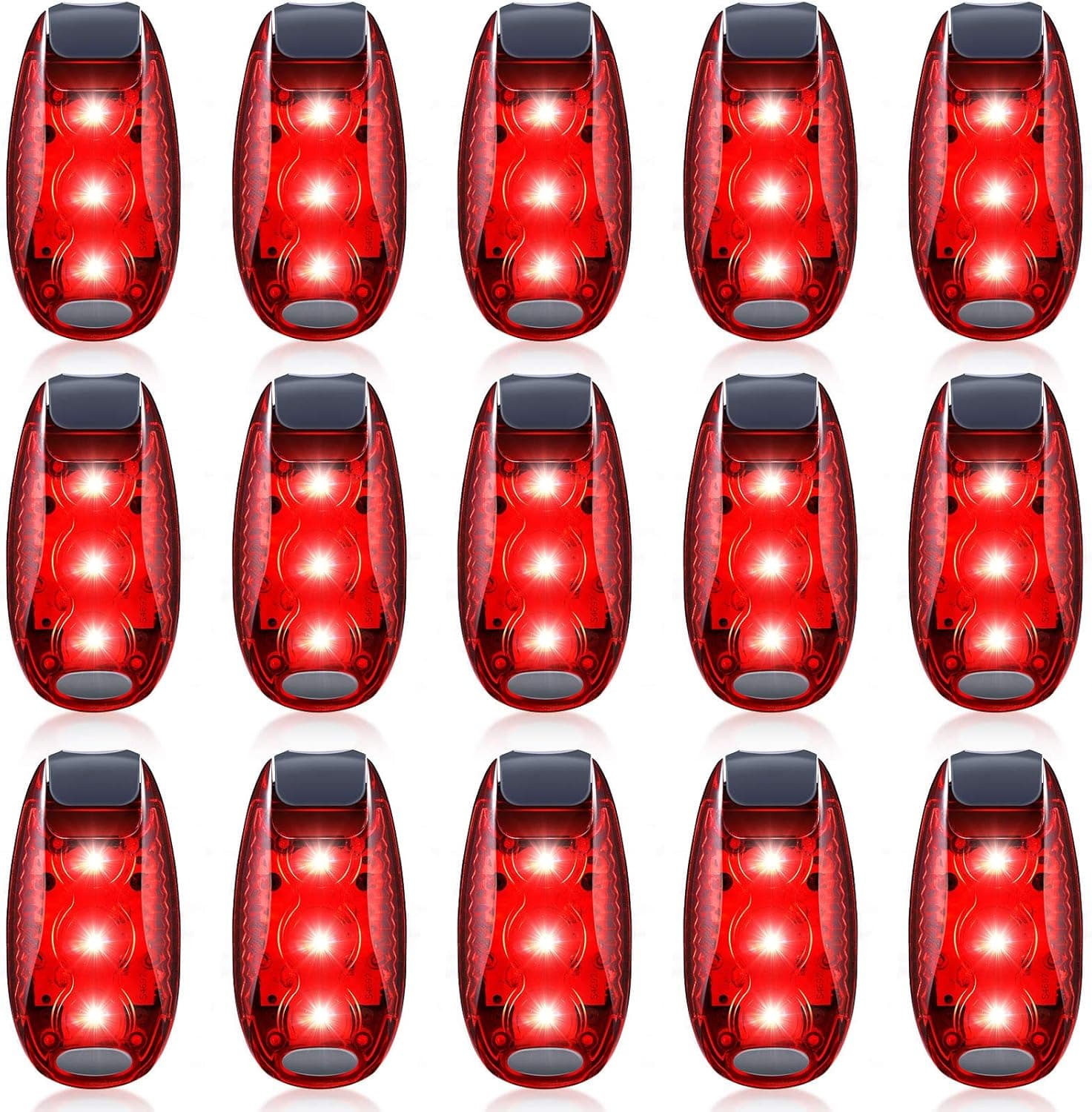 15 Pieces LED Safety Light, Clip on Flashing Strobe Lights for Runners, Dogs, Bike, Walking, High Visibility Accessories for Bicycle Helmet Reflective Gear Bike Tail Light