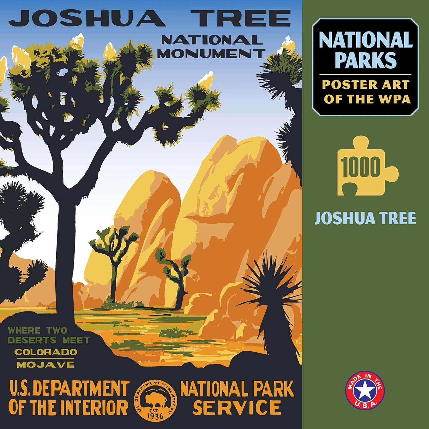 Joshua Tree National Park Poster Art of The WPA 1000 Jigsaw Puzzle Games for Kids Adults Collector Item (Printed in USA)