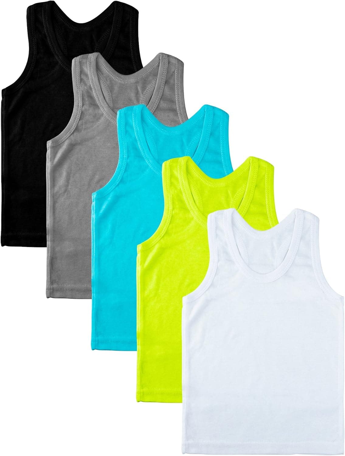 Coobey 5 Pack Toddler Kids Cotton Tank Top Undershirts Boys Girls Soft Undershirt Tees