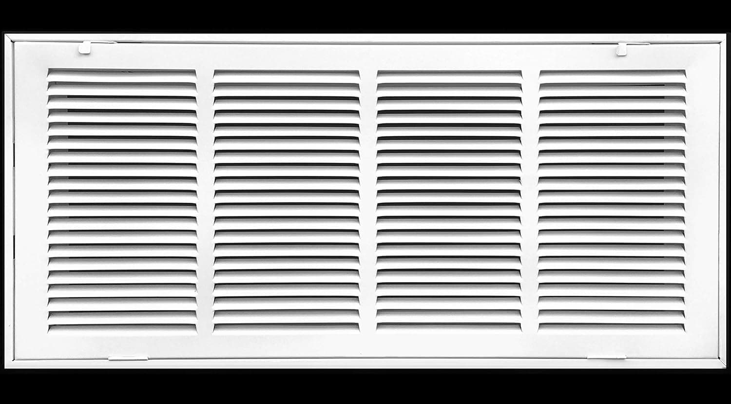 24" X 6 Steel Return Air Filter Grille for 1" Filter - Removable Face/Door - HVAC Duct Cover - Flat Stamped Face - White [Outer Dimensions: 26.5 X 7.75]