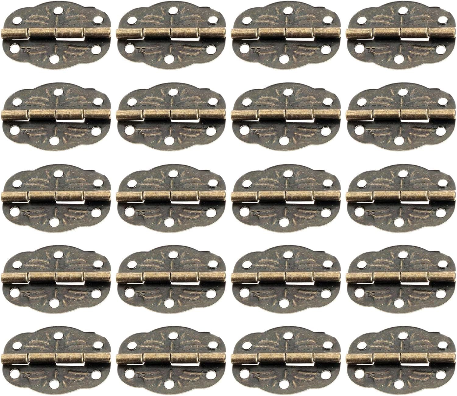 Dophee 20Pcs Vintage Bronze Jewelry Chest Gift Box Wood Case Cabinet Hinge Durable Tool