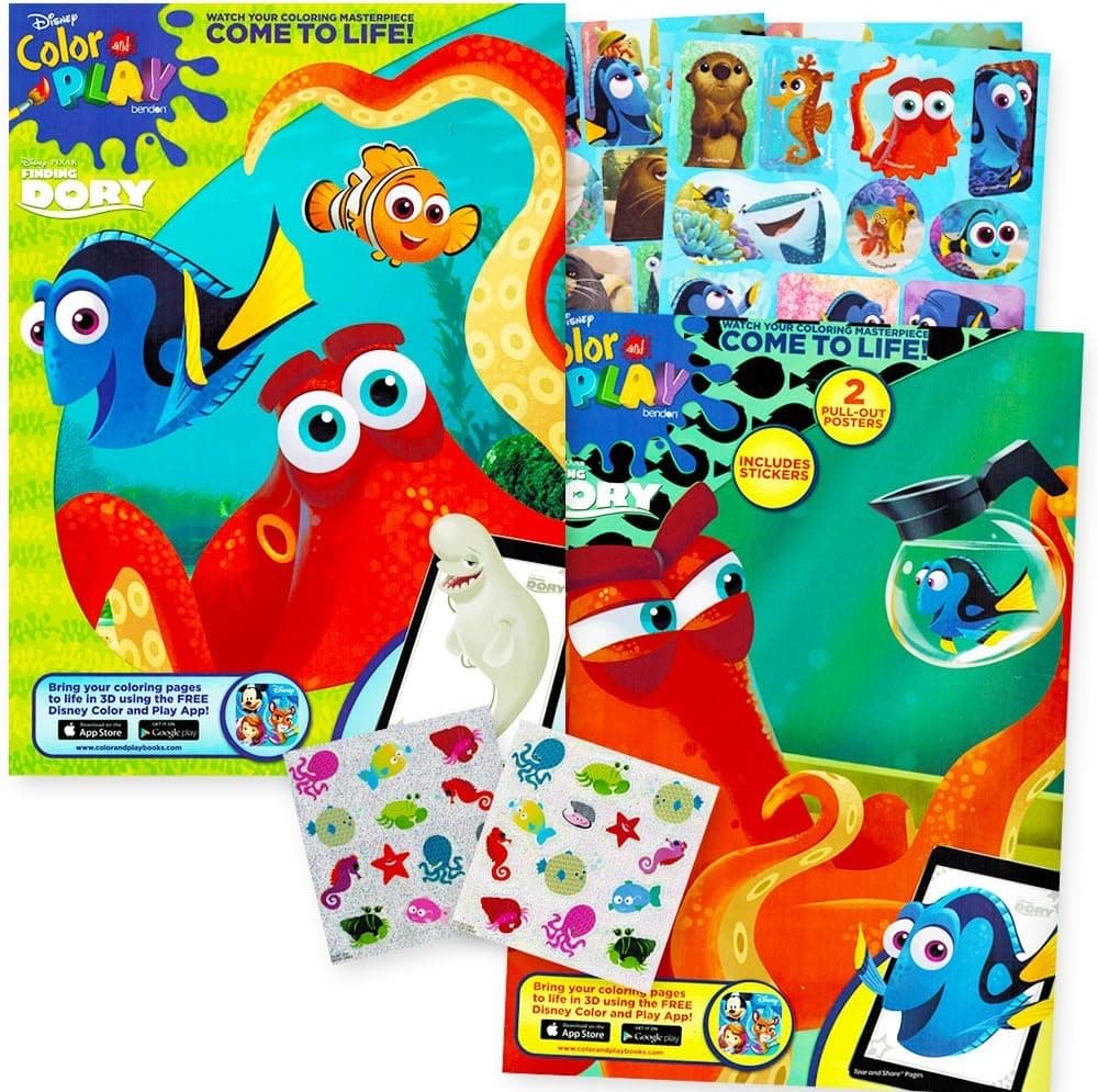 Finding Dory Nemo Coloring and Activity Book Set -- 2 Coloring Books, 2 Posters, Finding Dory Stickers and Bonus Sea Stickers (Party Supplies Pack)