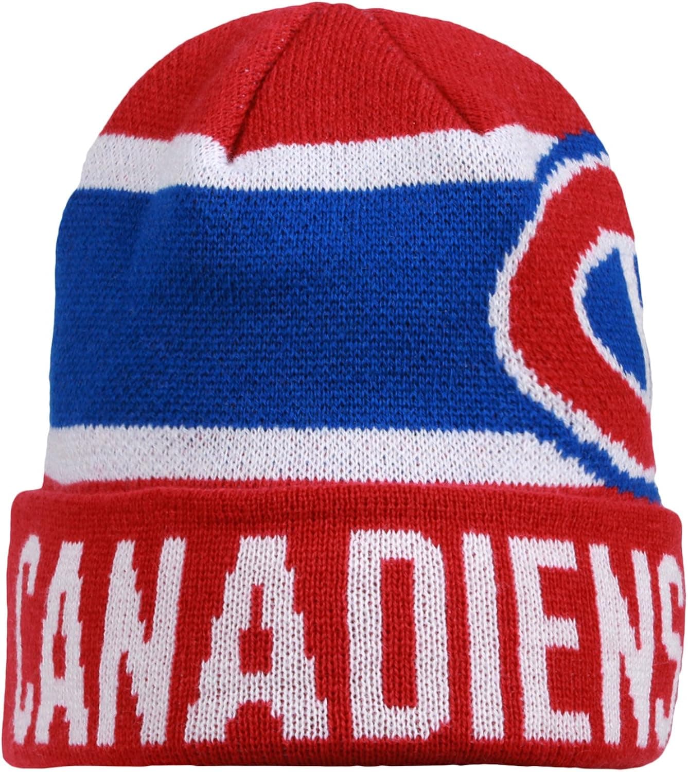 Old Time Hockey Adult Men NHL Nero Cuffed Knit Hat, Red/White, One Size