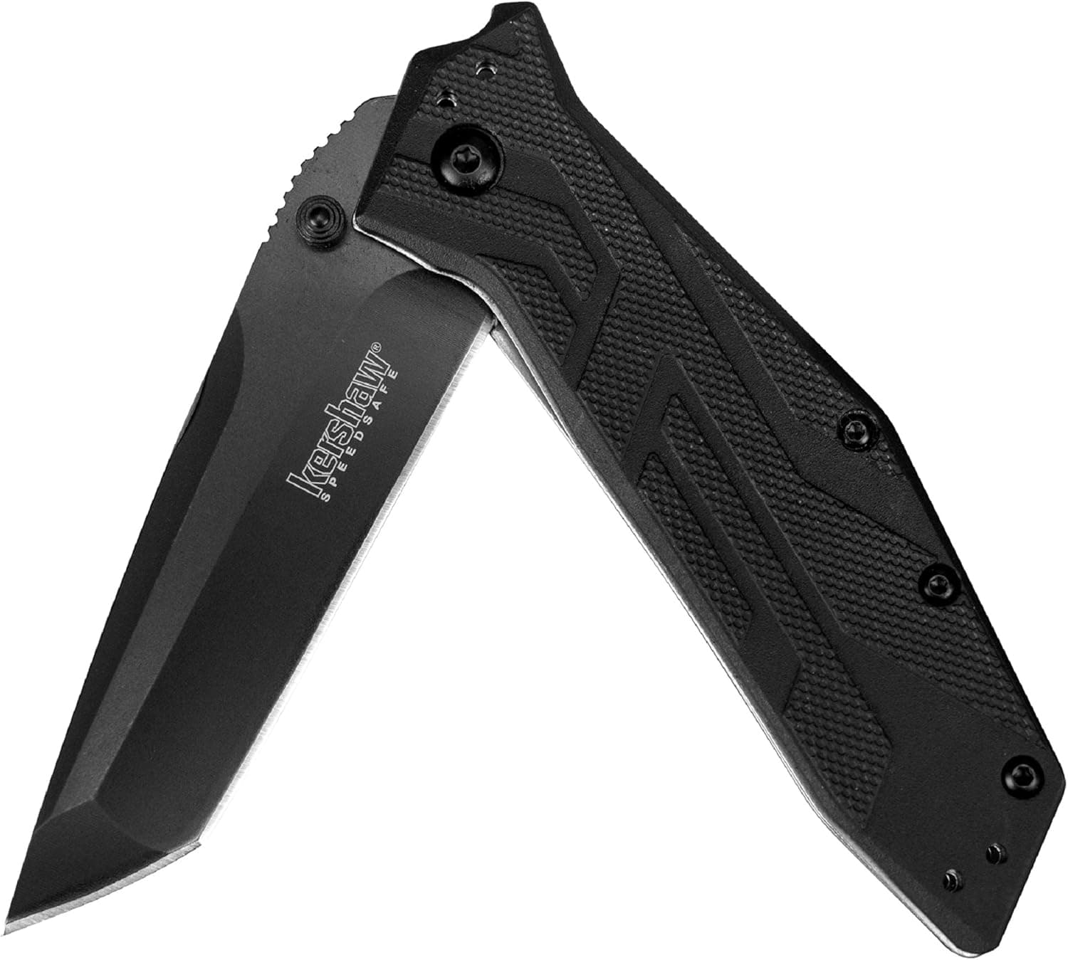 Kershaw Brawler Pocketknife, 3" 8Cr13MoV Steel Modified Tanto Blade, SpeedSafe Assisted Folder Opening with Flipper, Liner Lock System, Tactical EDC