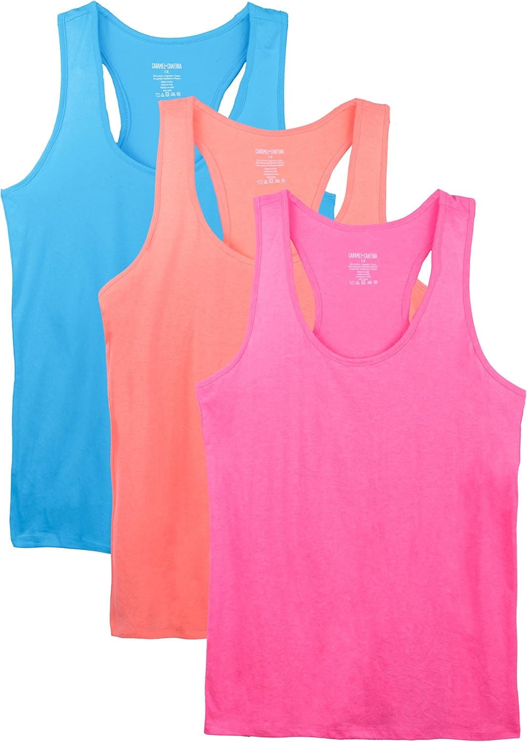 Caramel Cantina 3 Pack Cotton Racerback Tank Top