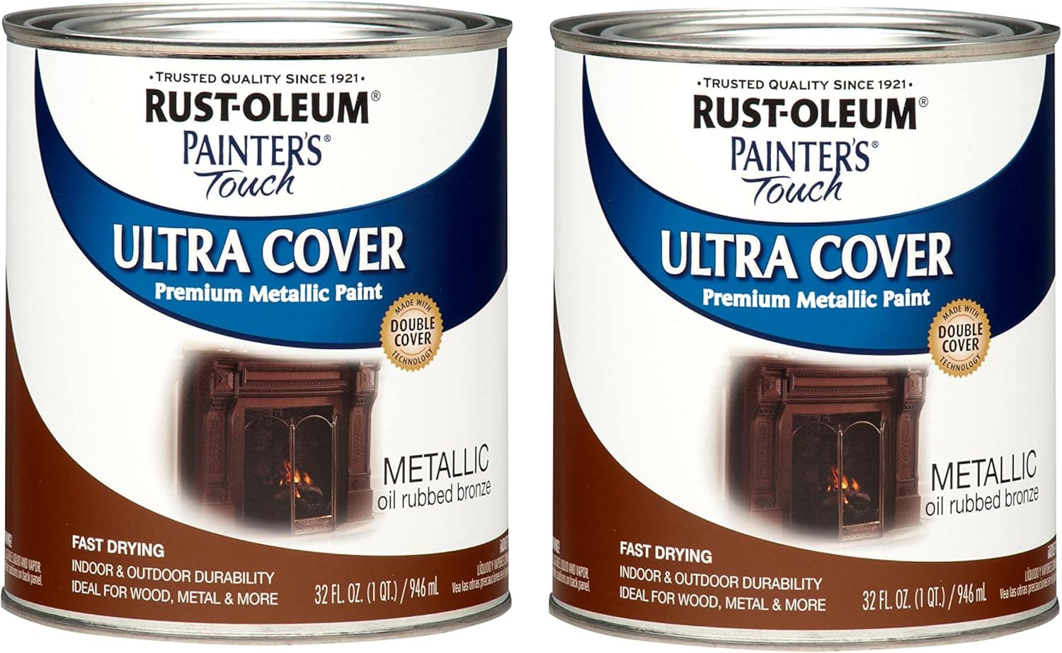 Rust-Oleum 254101-2PK Painter's Touch Latex Paint, Quart, Metallic Oil-Rubbed Bronze, 1 Quarts (Pack of 2)