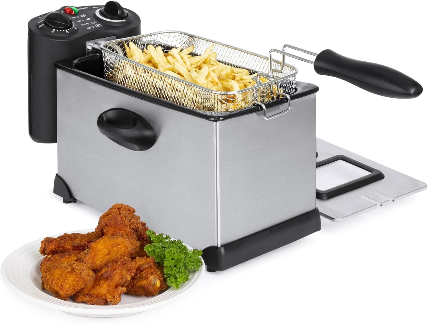 Best Choice Products 6-Piece 1700W 3L Stainless Steel Electric Deep Fryer w/Adjustable Temperature, Timer Control, Indicator Lights, Removable Basket, Lid, Viewing Window, Black