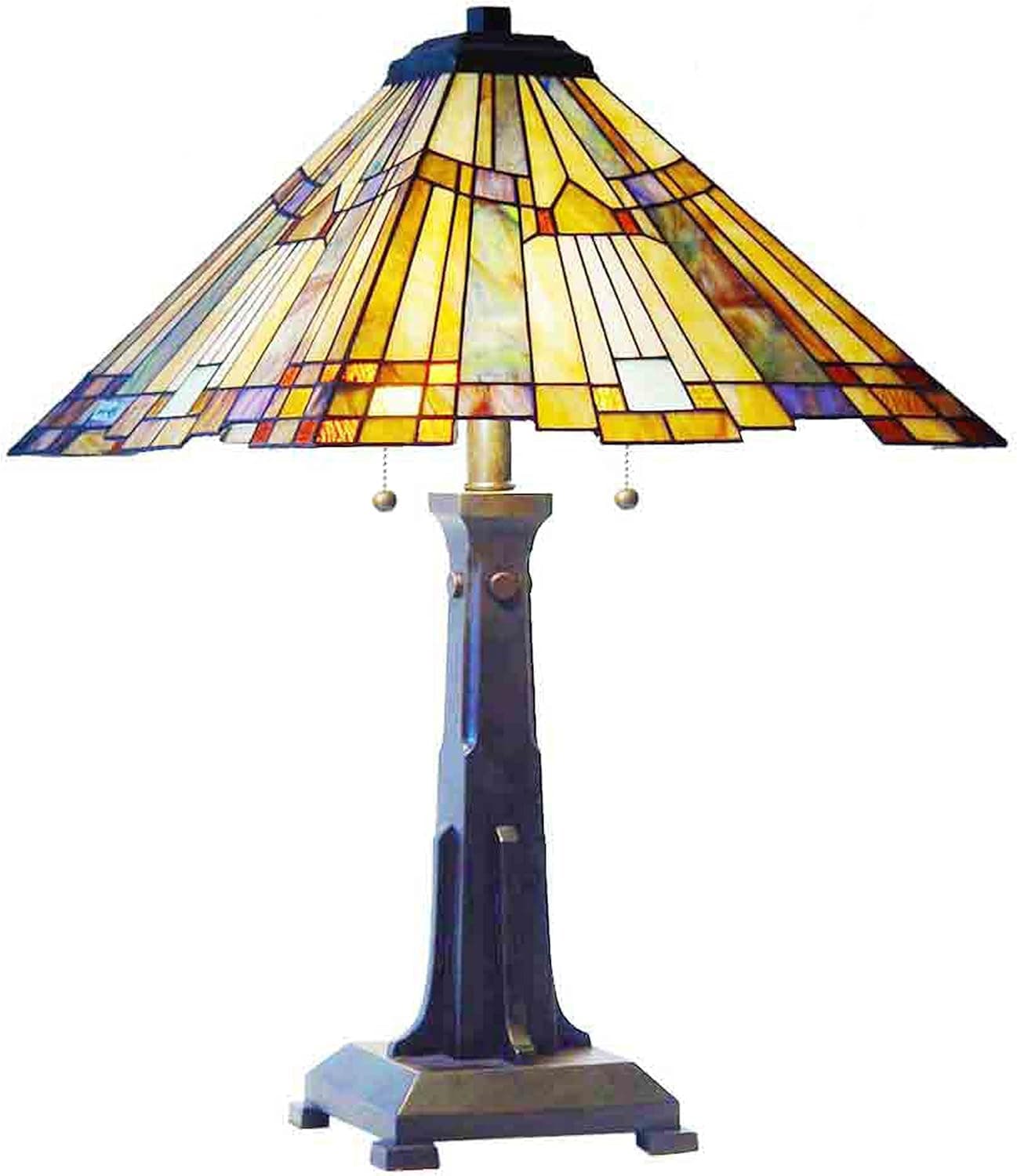 Fine Art Lighting Mission Style Tiffany Table Lamp JM1628 252 Glass Cuts, 16 x 25