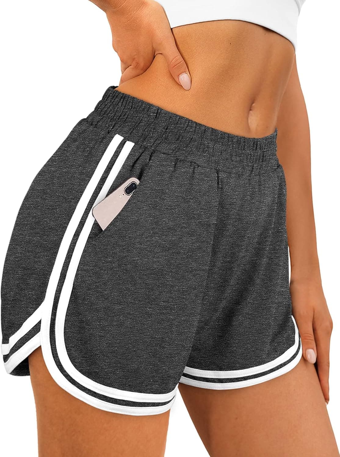 OFEEFAN Womens Athletic Shorts with Pockets Workout Running Summer Lounge Dolphin Shorts