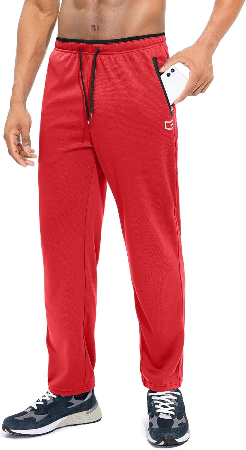 G Gradual Men's Sweatpants with Zipper Pockets Open Bottom Athletic Pants for Men Workout, Jogging, Running, Lounge