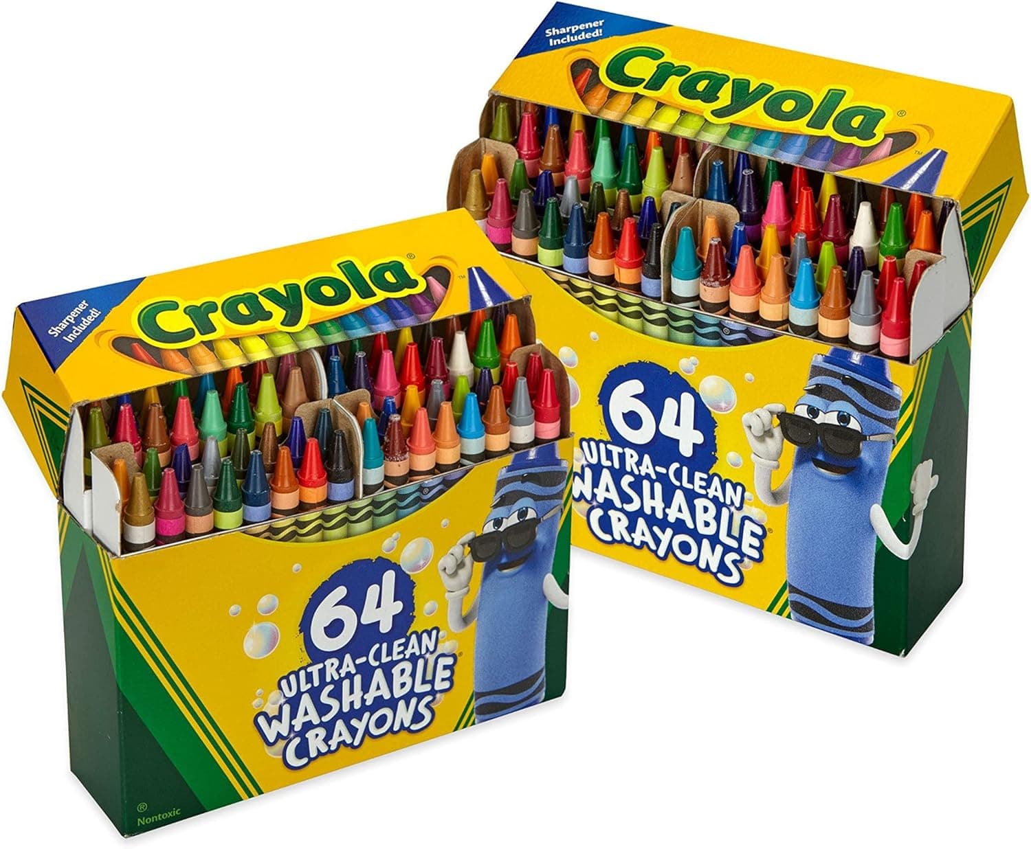 Crayola Washable Crayon Set - 2 Pack (64ct), Bulk Crayons for Kids School Supplies, Gift for Kids, Ages 3+ [Amazon Exclusive]