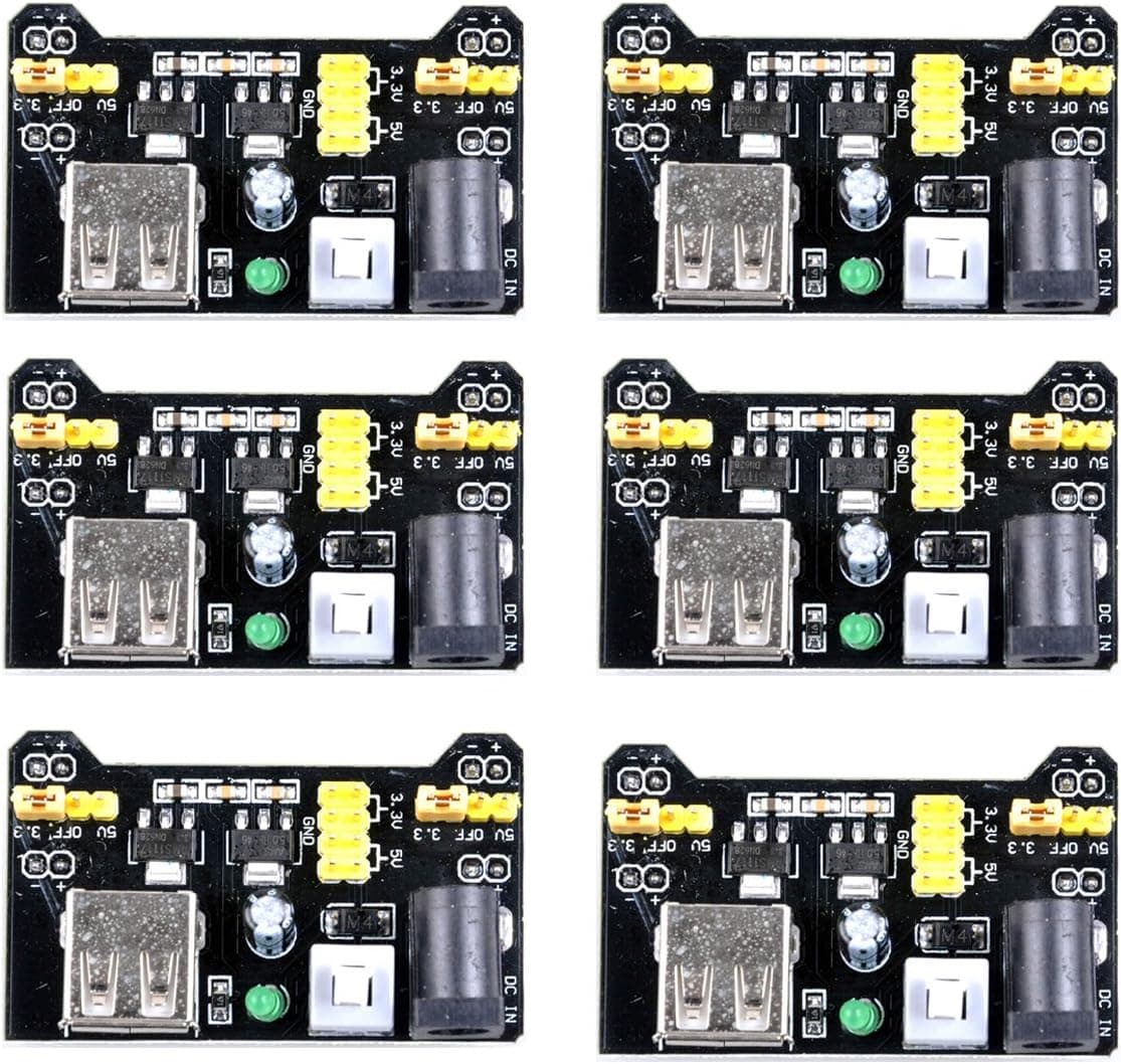 UCEC MB102 3.3V/5V Breadboard Power Supply Module for Arduino Board Solderless Breadboard (Pack of 6)