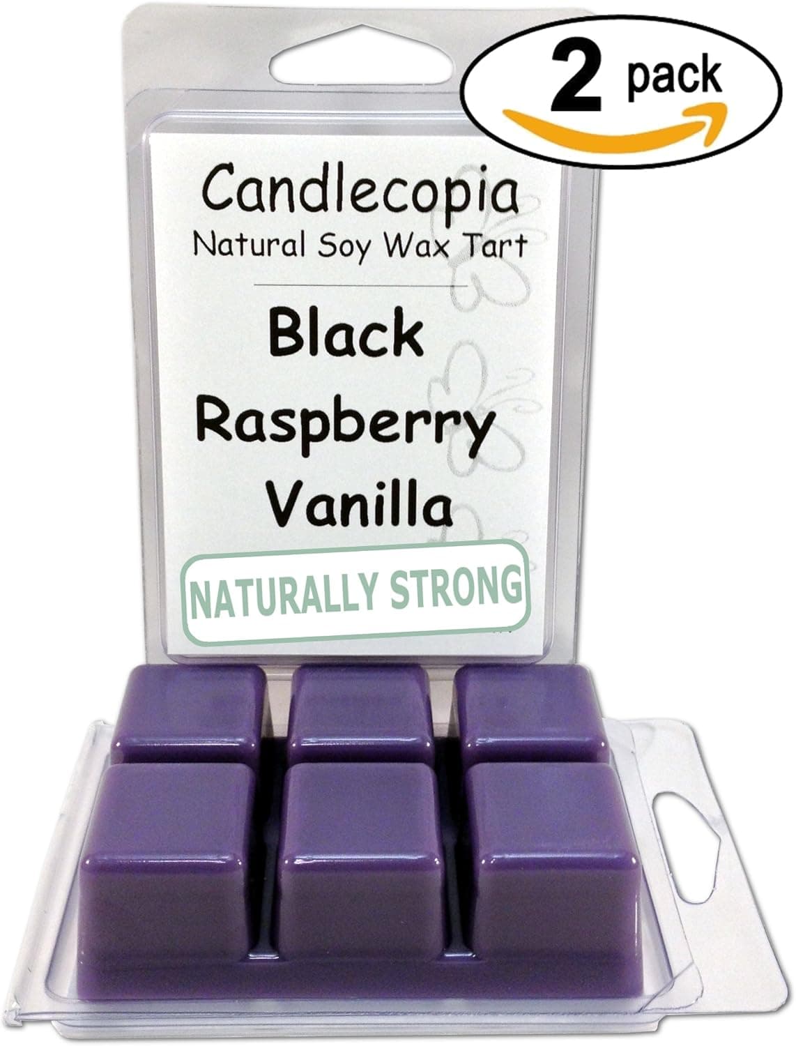 Candlecopia Black Raspberry Vanilla Strongly Scented Hand Poured Vegan Wax Melts, 12 Scented Wax Cubes, 6.4 Ounces in 2 x 6-Packs